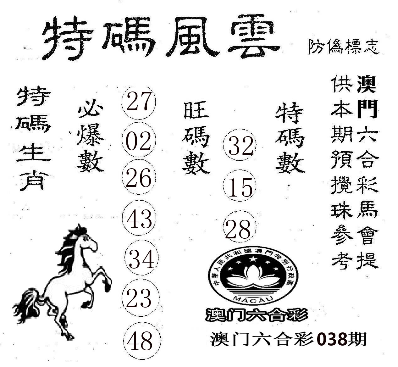 特码风云 第38期