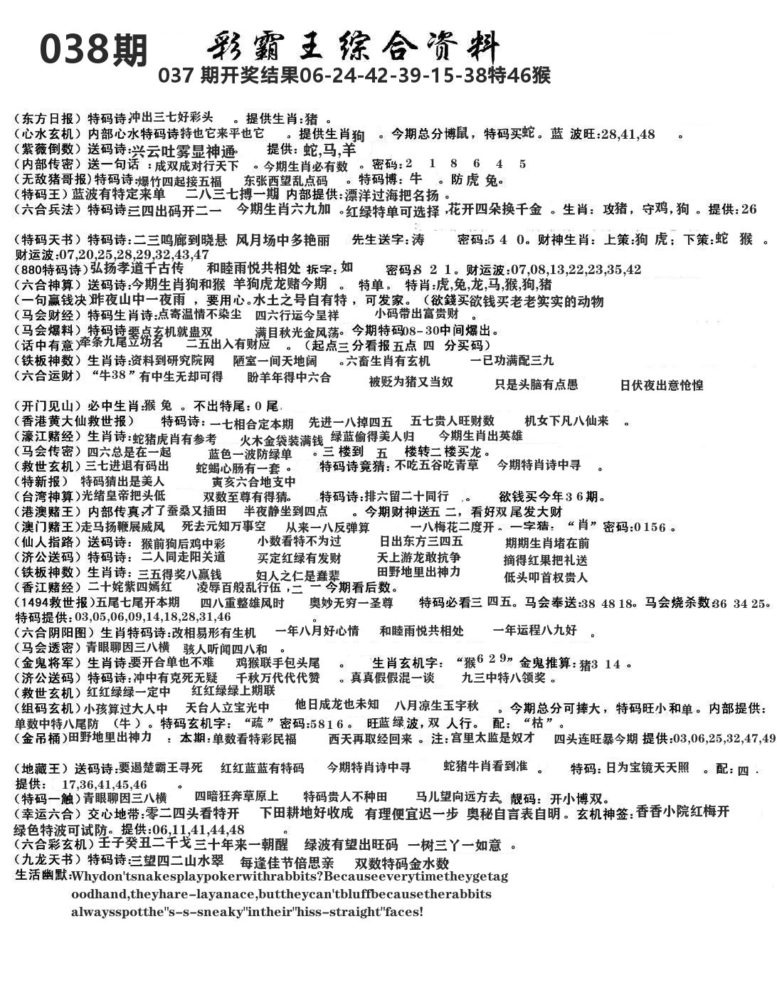 澳门综合资料 第38期