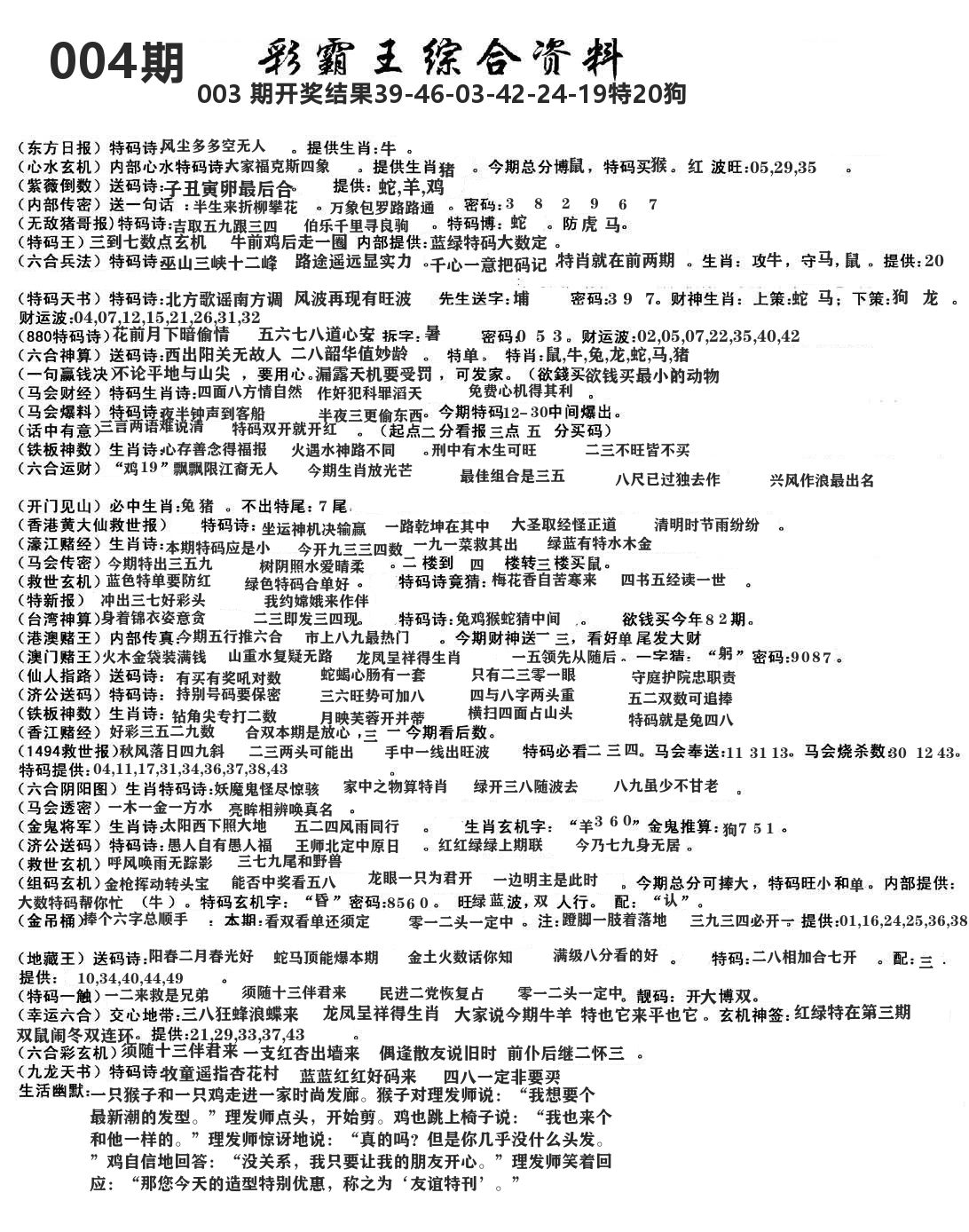 澳门综合资料 第4期