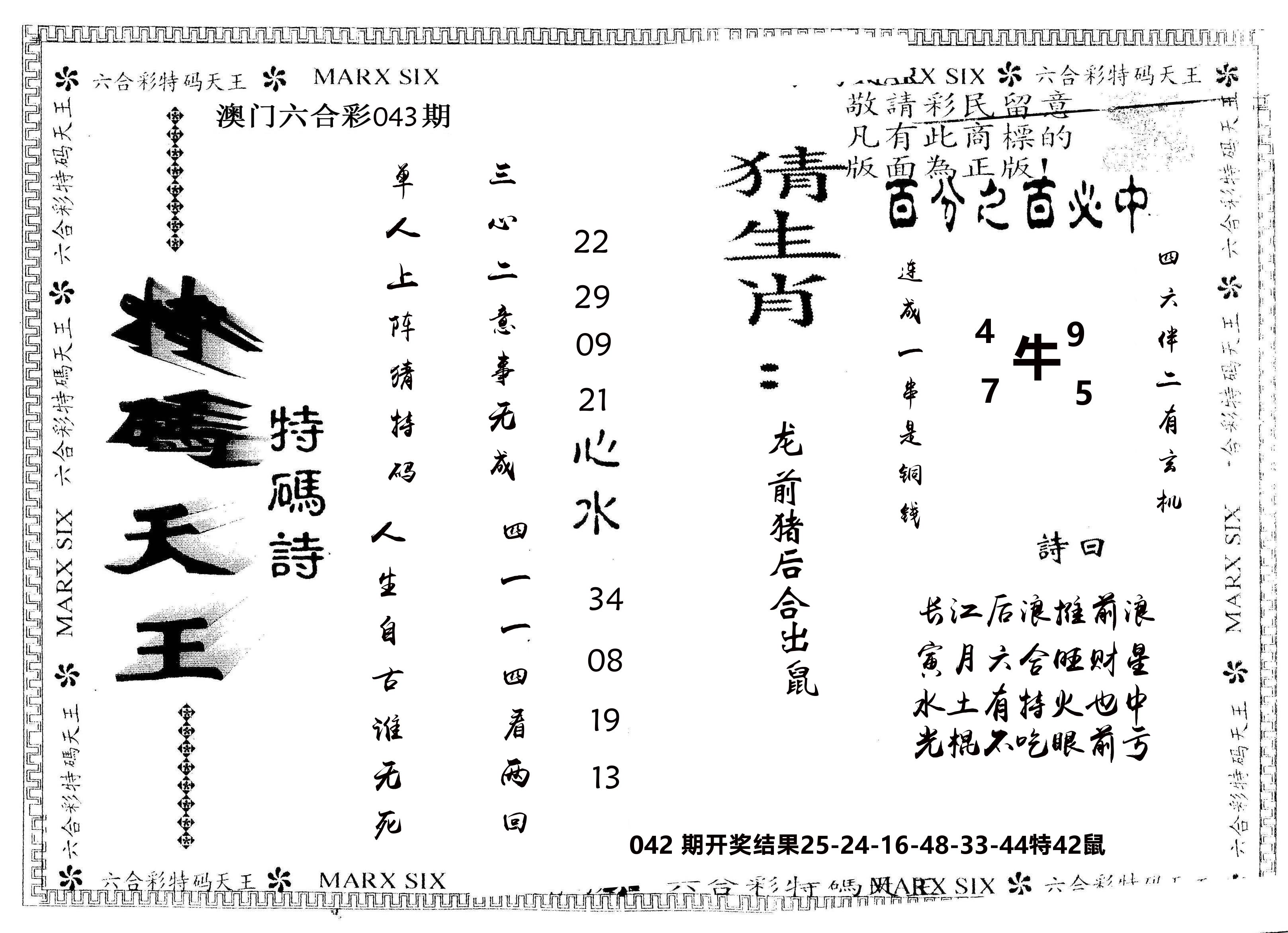 另版特码天王 第43期