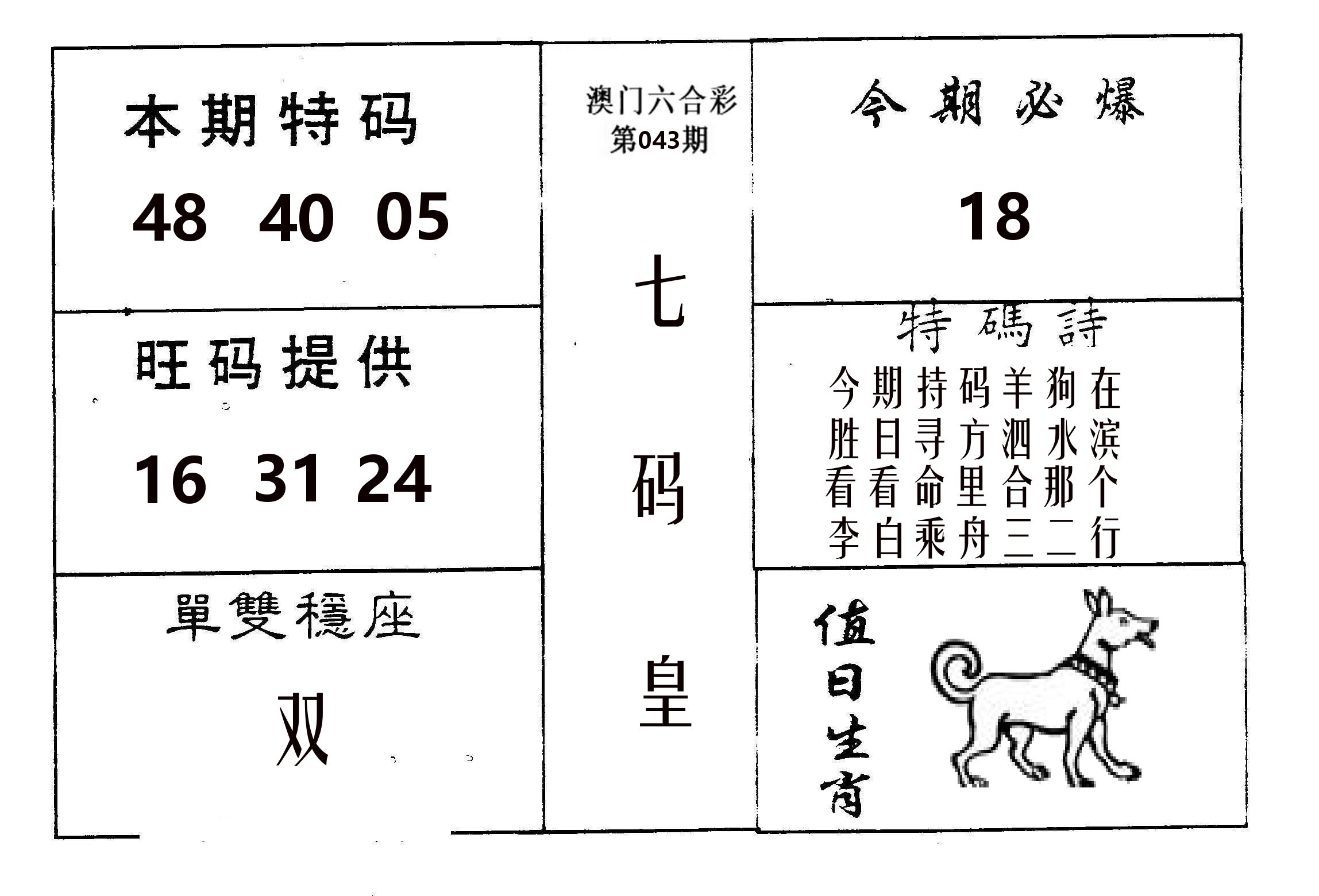 七码皇 第43期