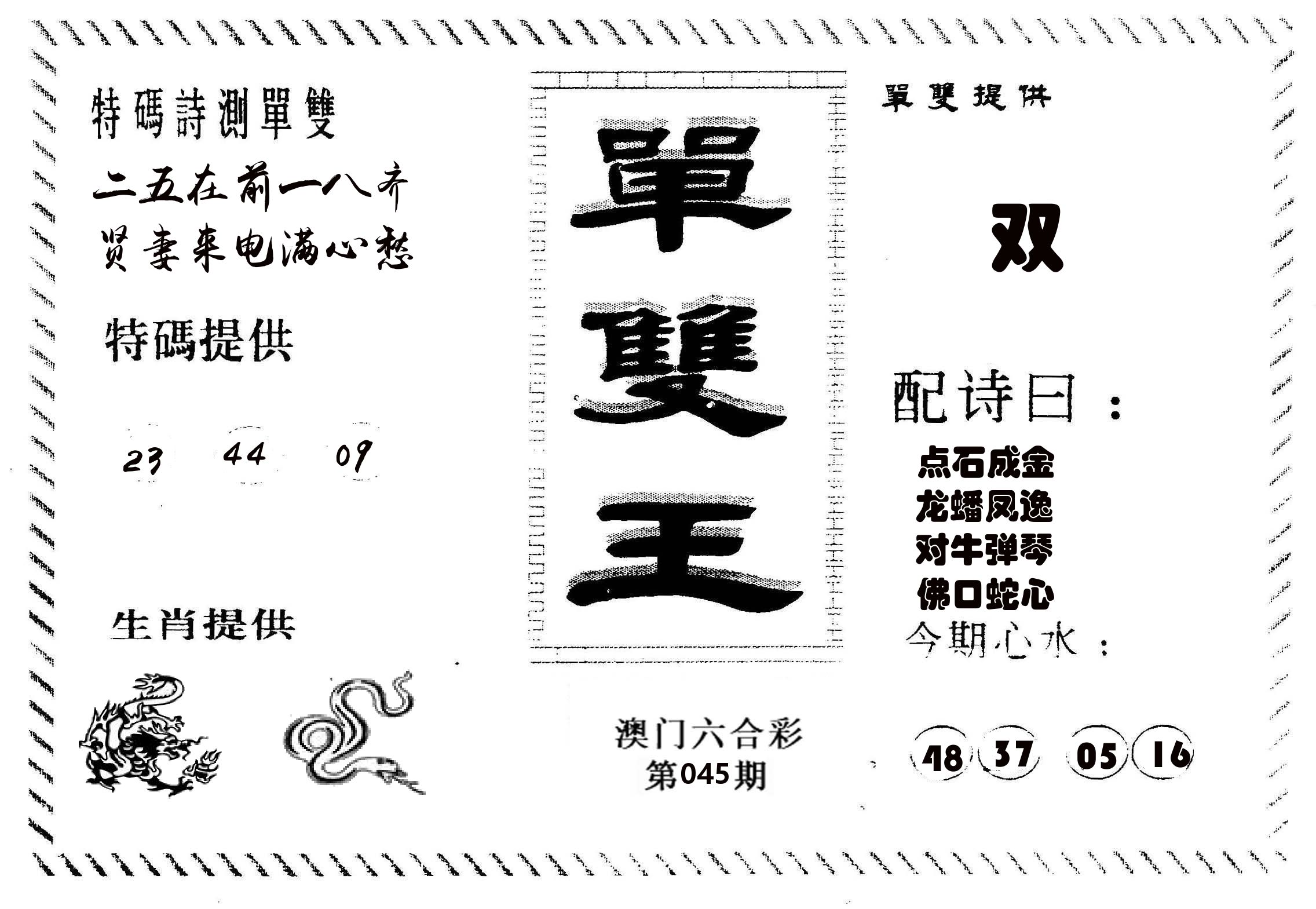 单双王B 第45期