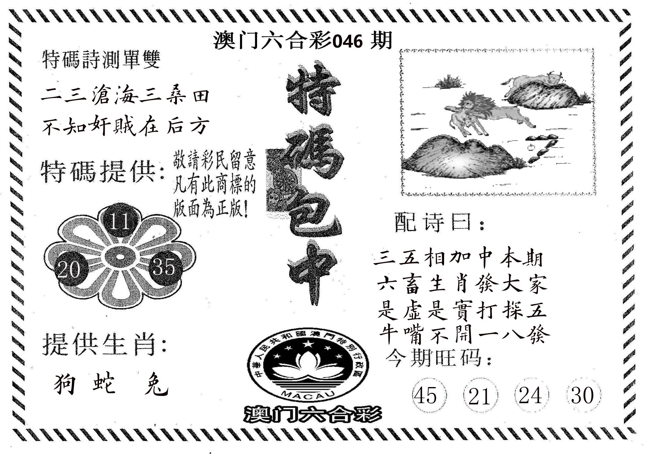 特码包中 第46期