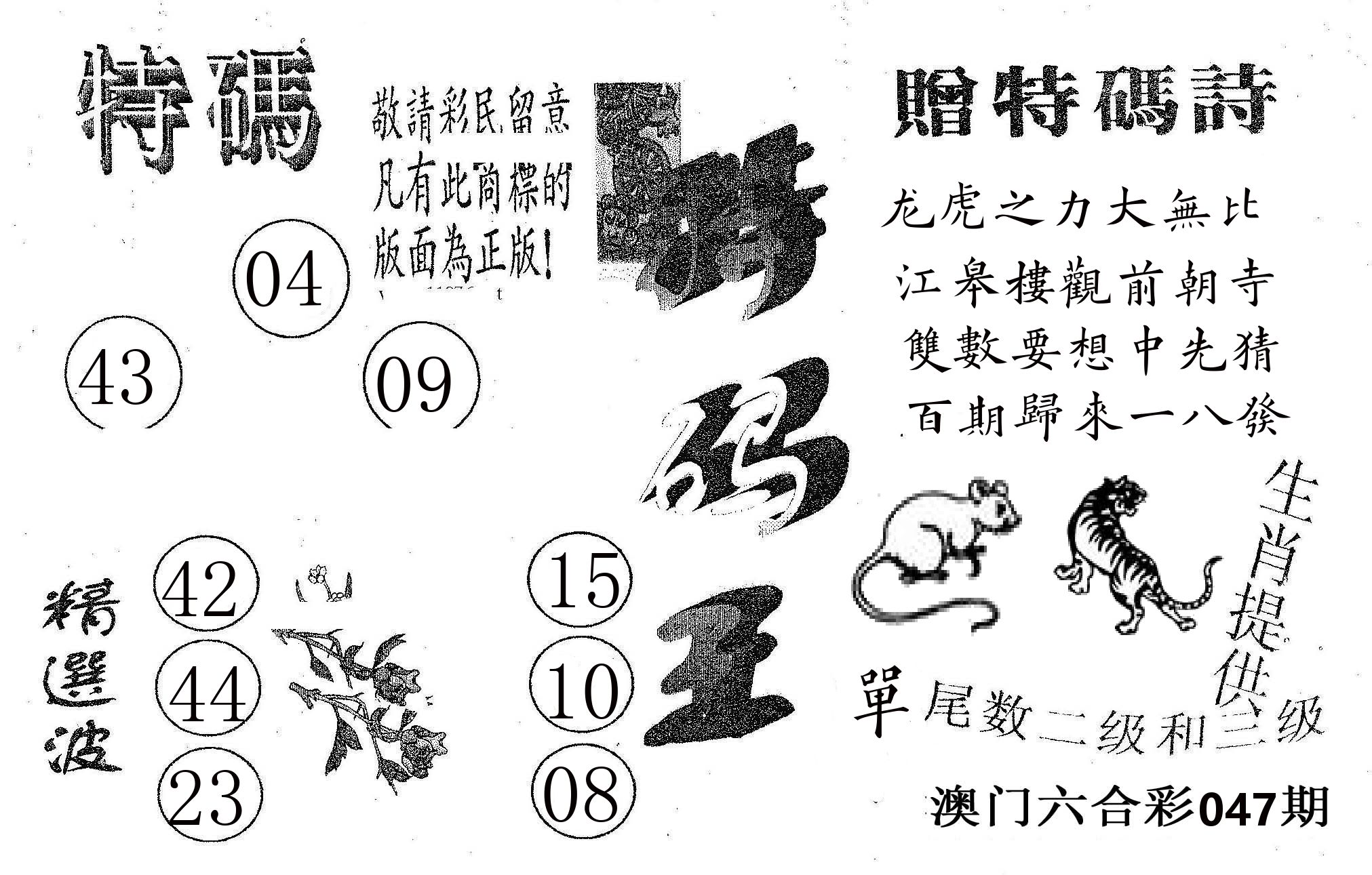 特码王A 第47期