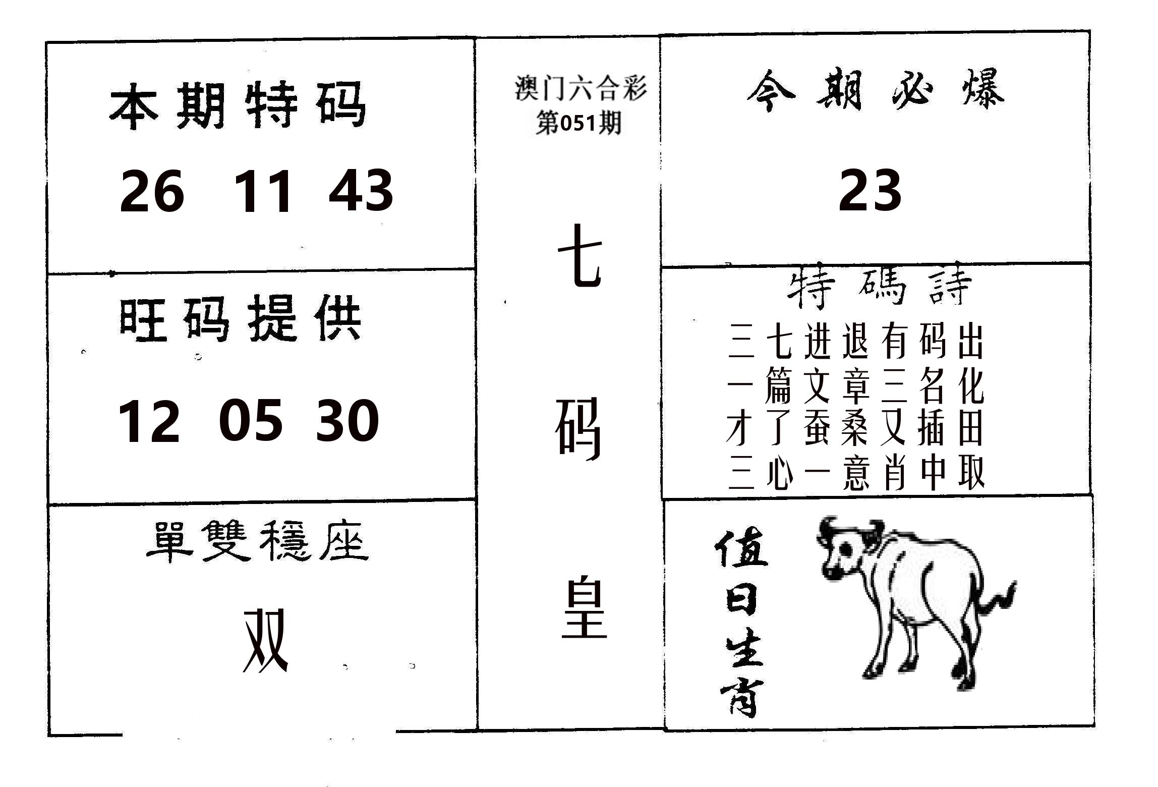 七码皇 第51期