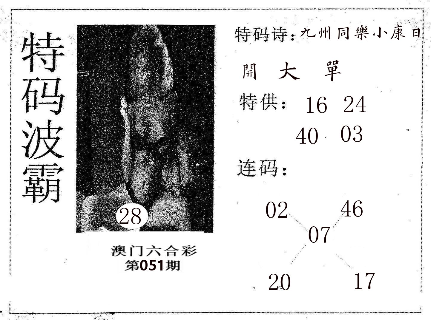 特码波霸 第51期
