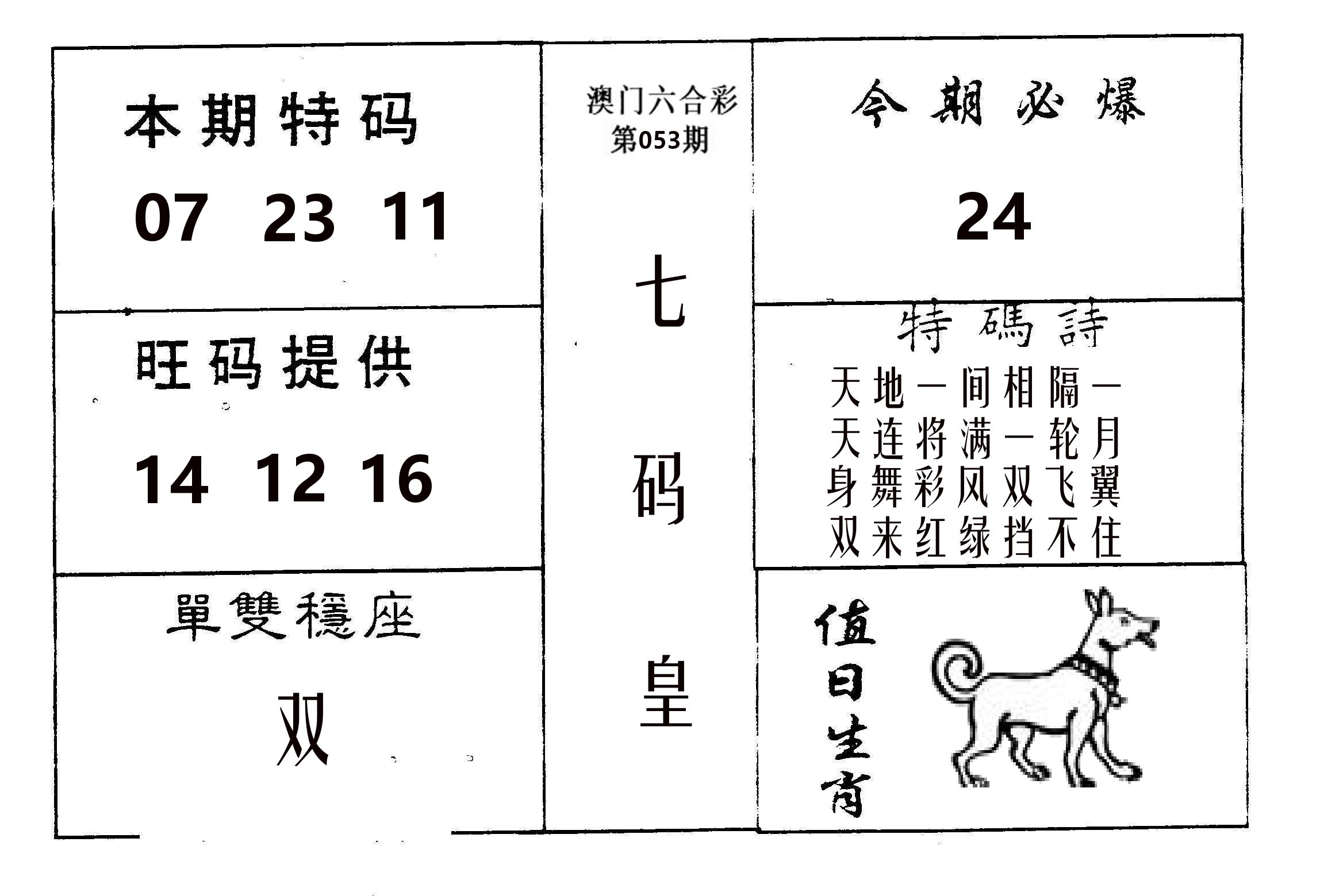 七码皇 第53期
