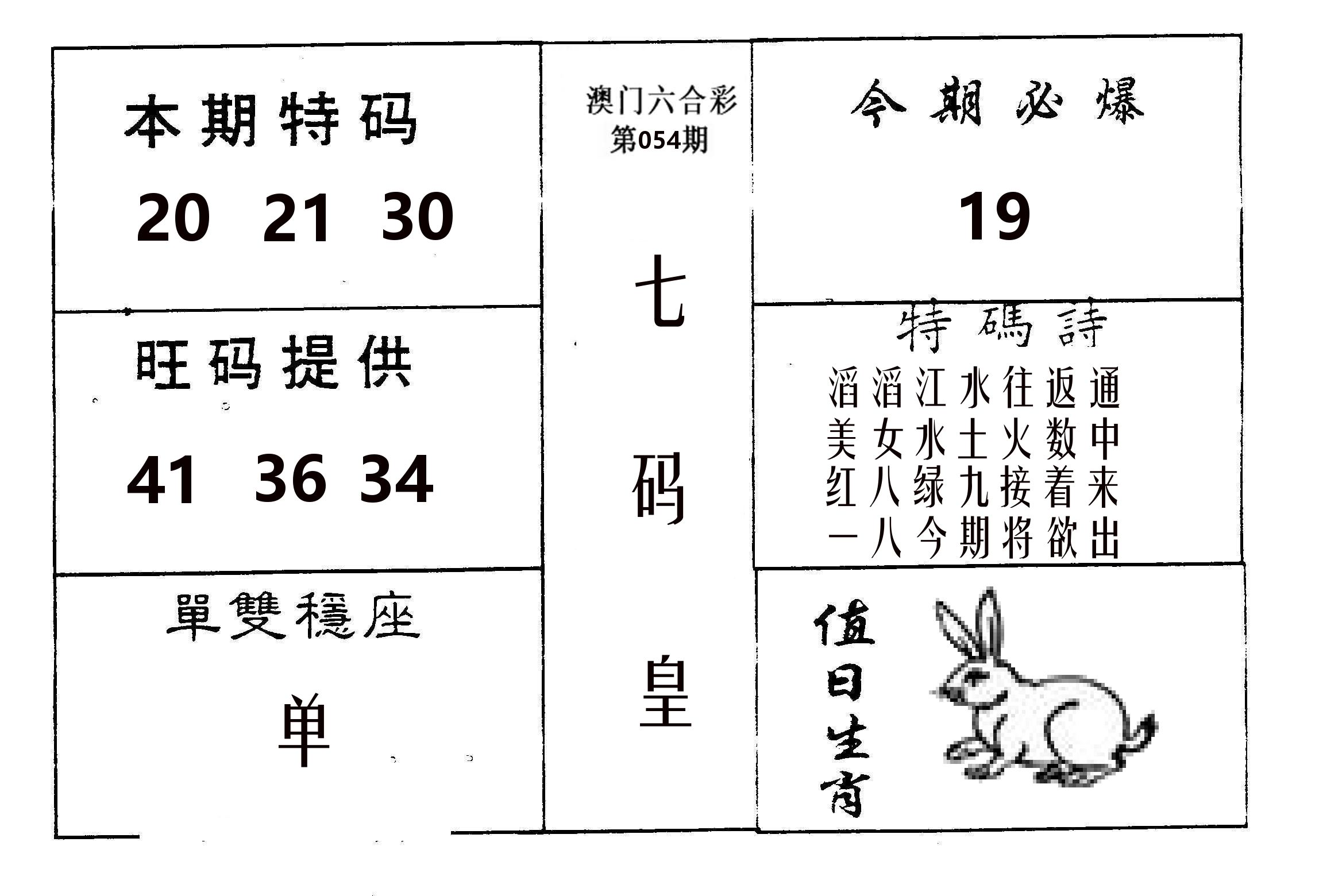 七码皇 第54期