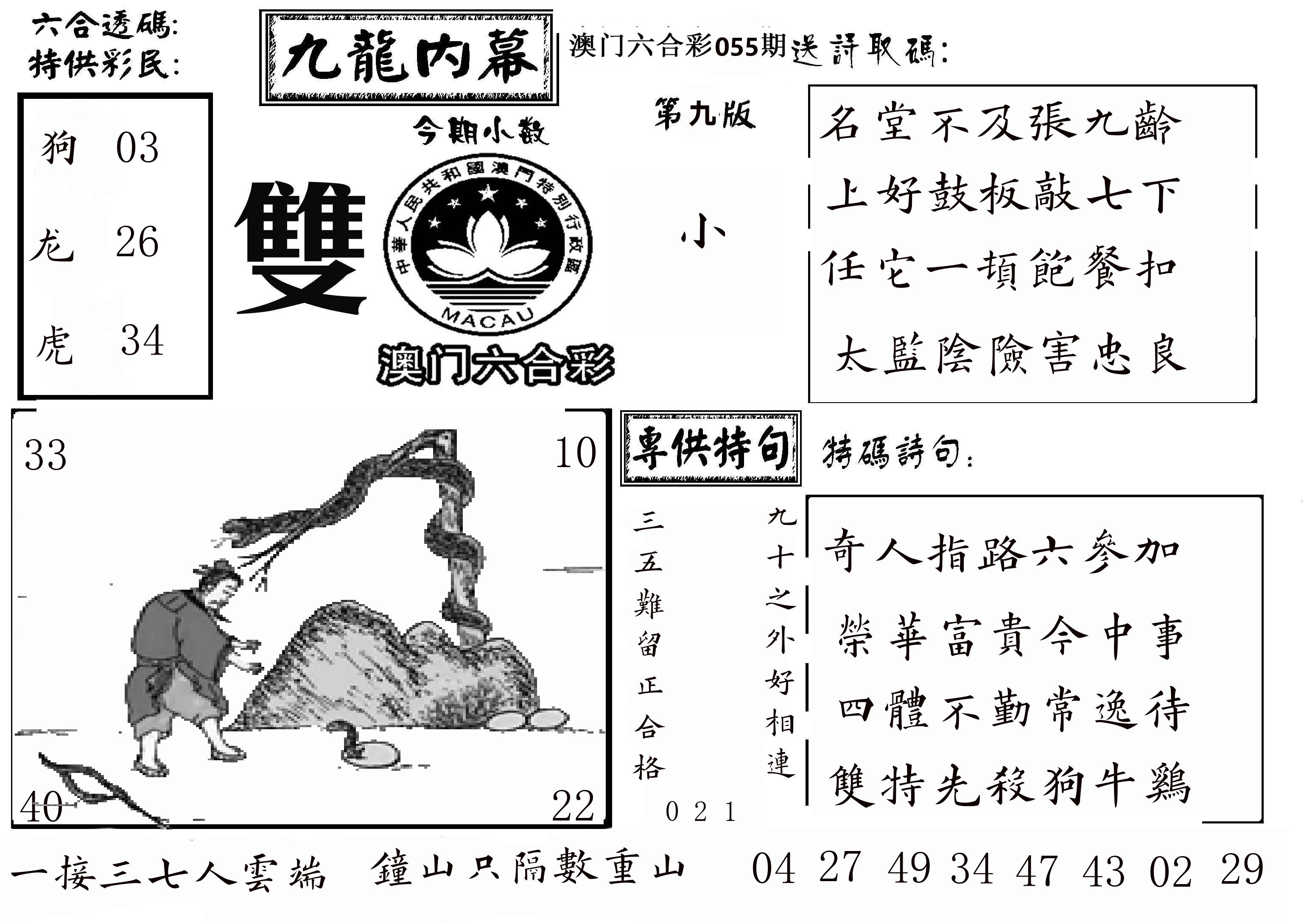 澳门传真3 第55期
