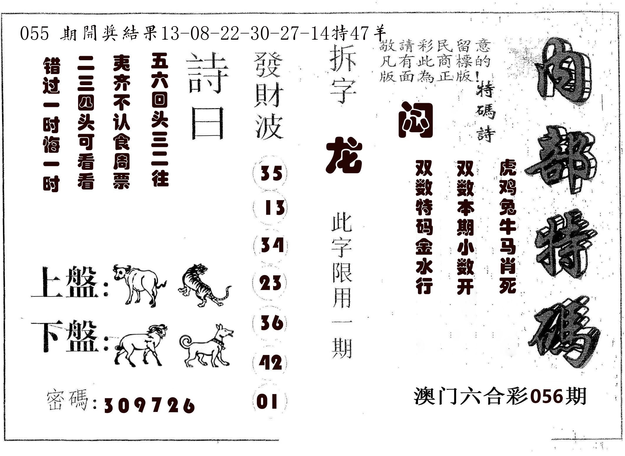 内部特码 第56期