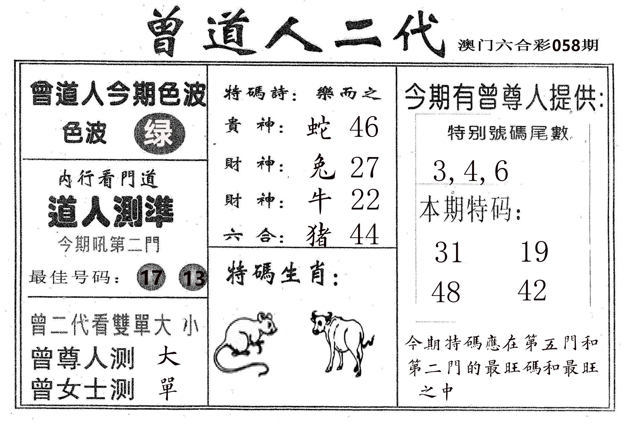 曾二代 第58期