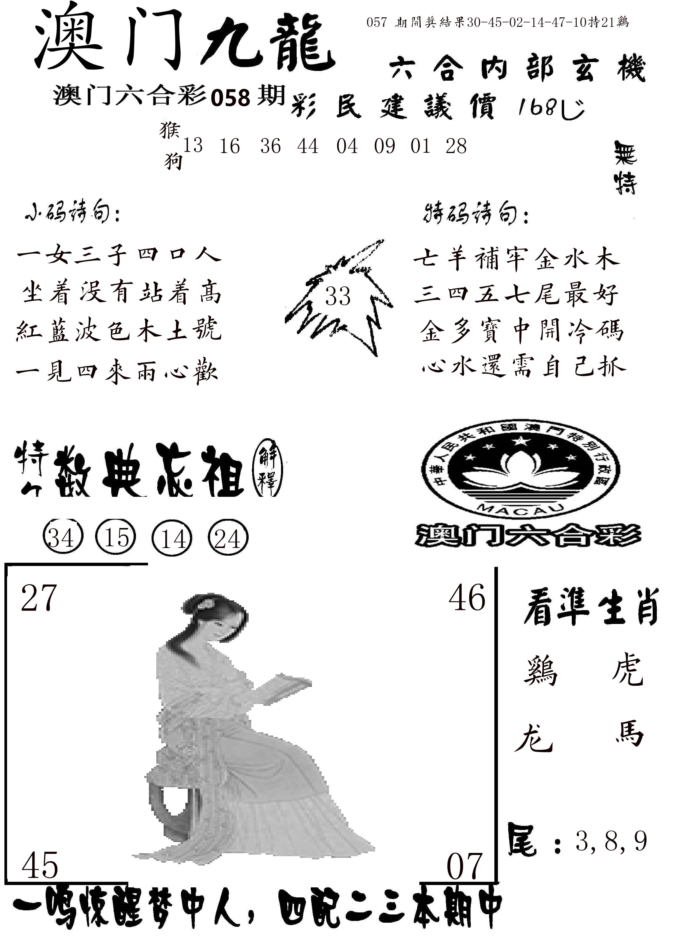 澳门传真1 第58期
