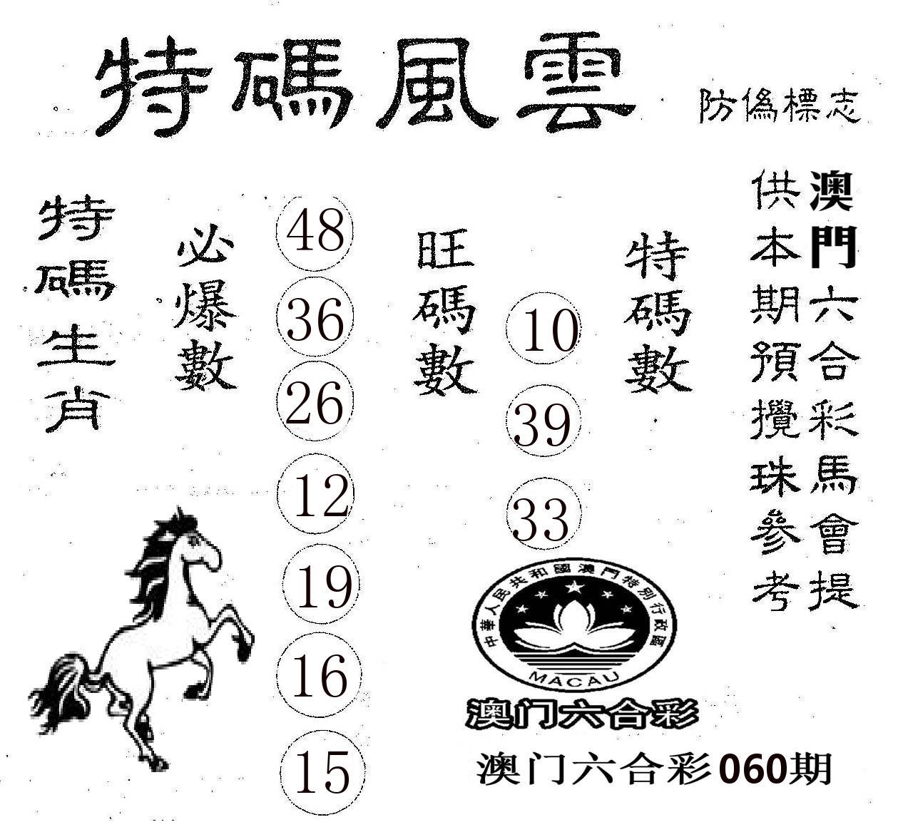 特码风云 第60期