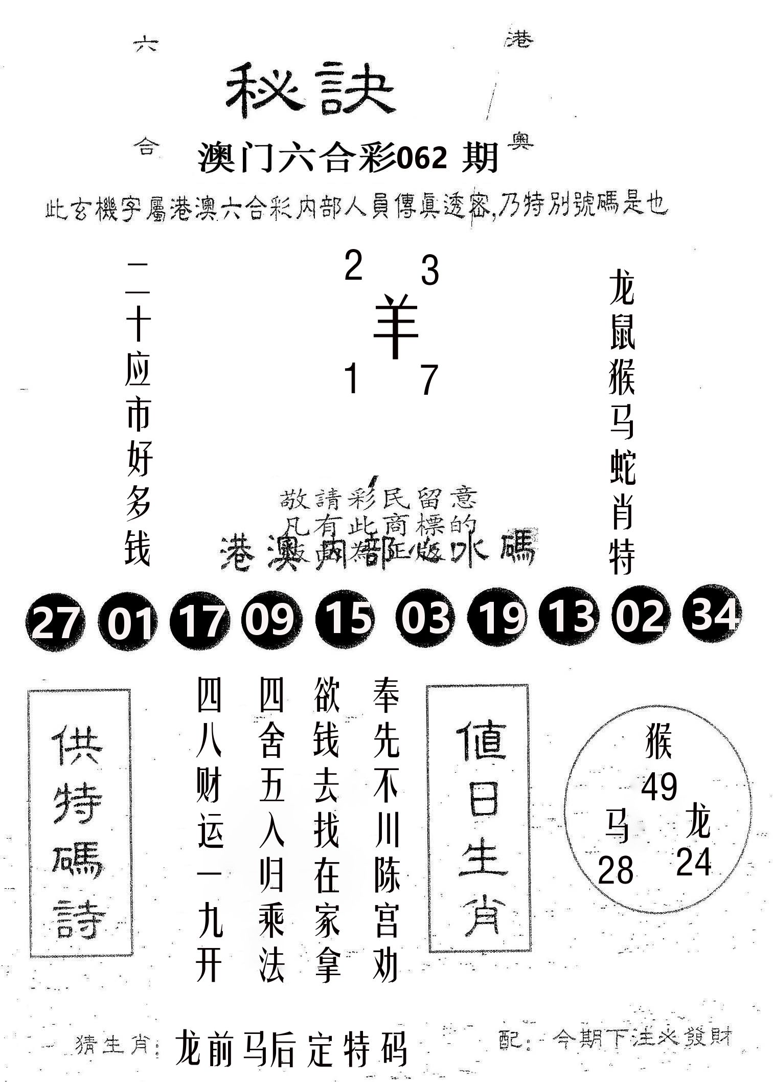 秘决 第62期