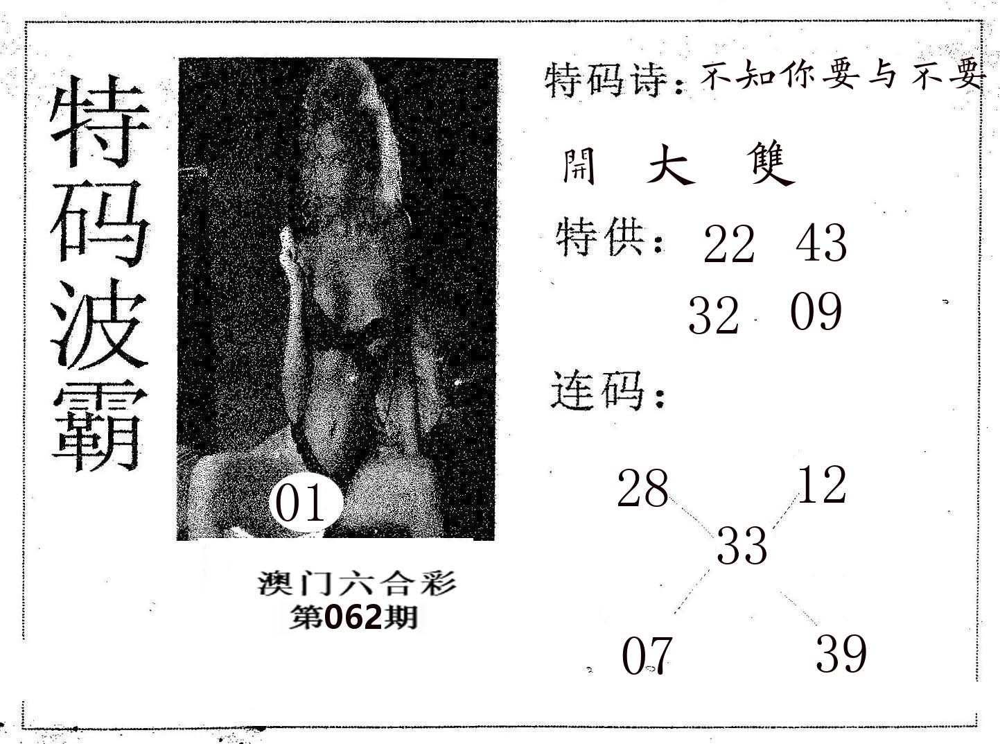 特码波霸 第62期