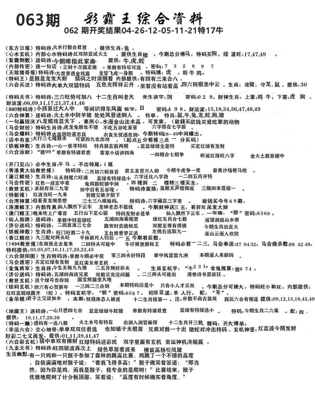澳门综合资料 第63期