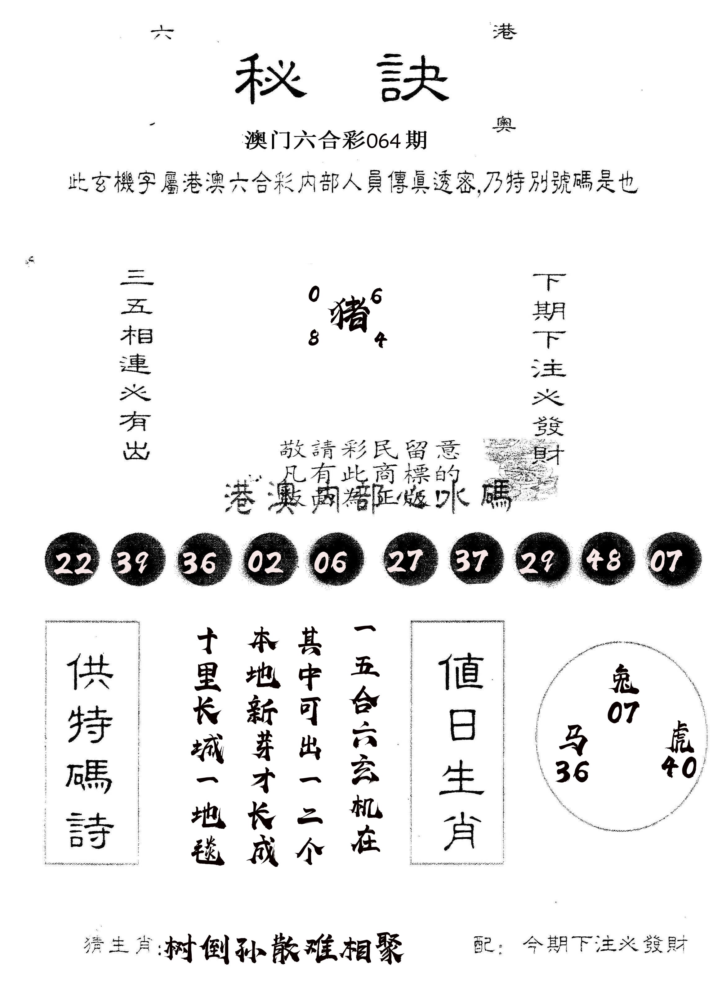 另版秘诀 第64期