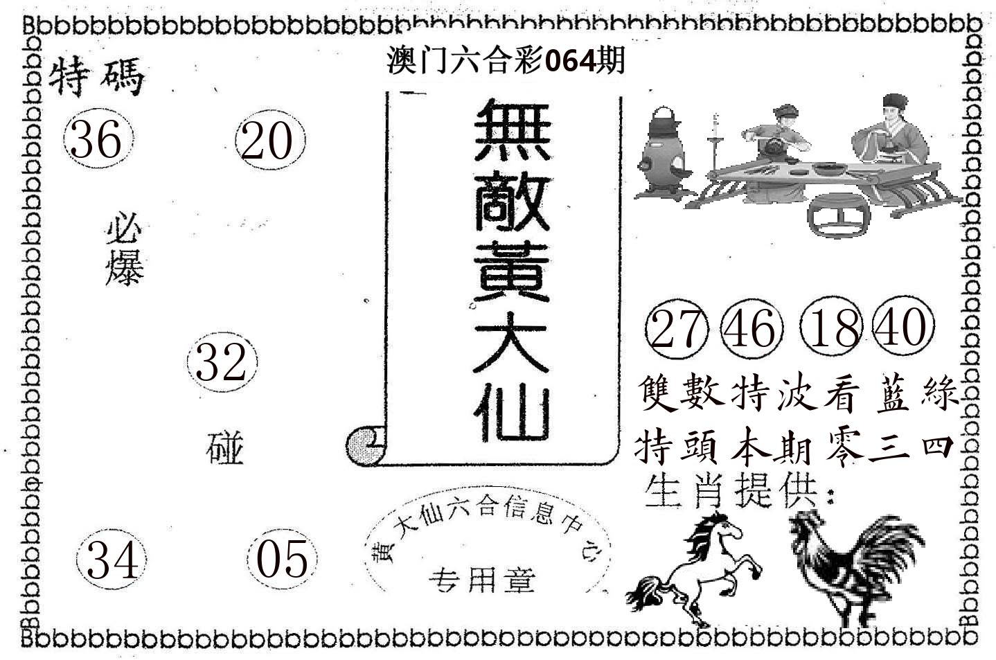 无敌黄大仙 第64期