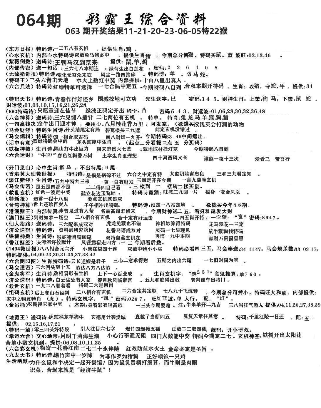 澳门综合资料 第64期