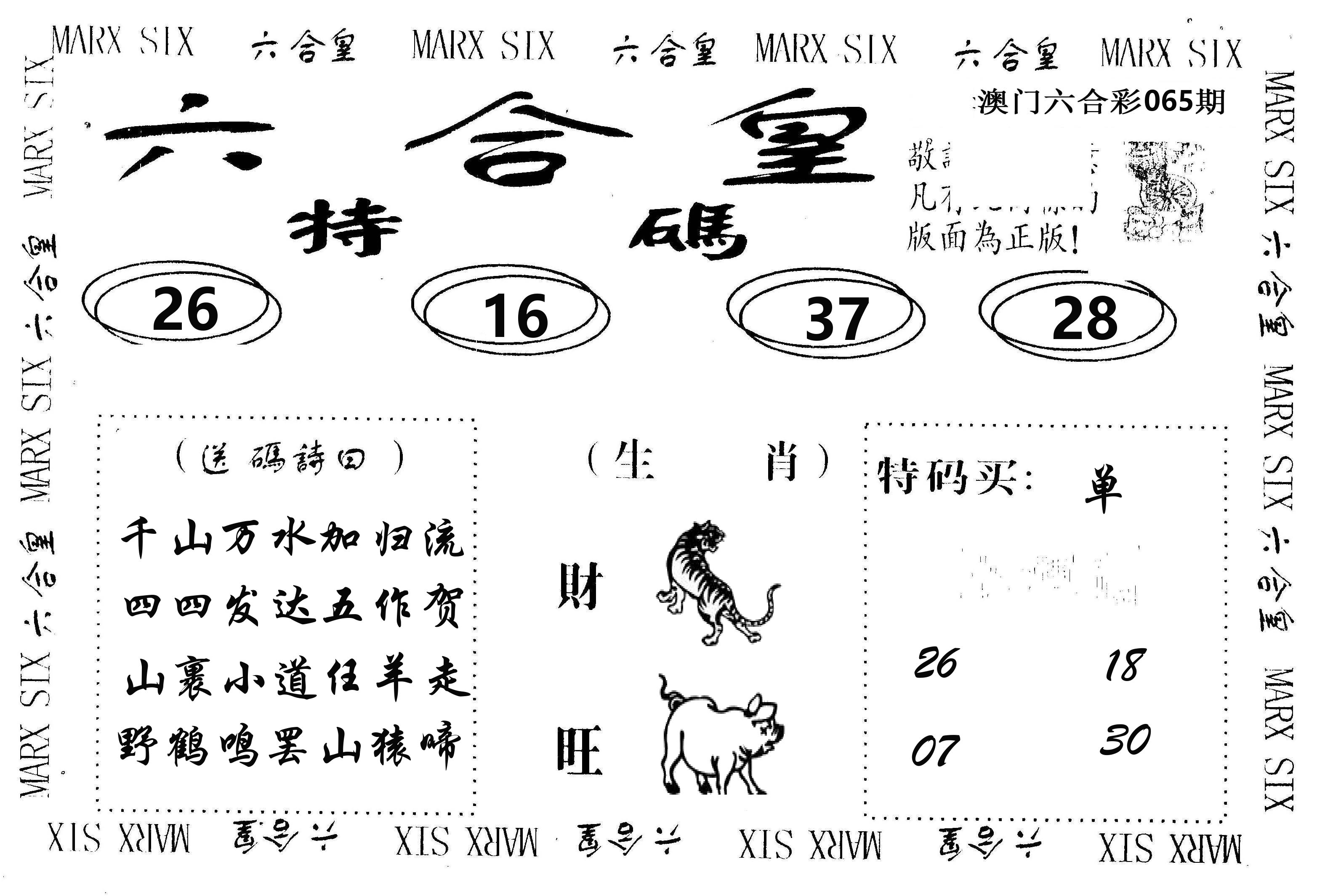 六合皇 第65期