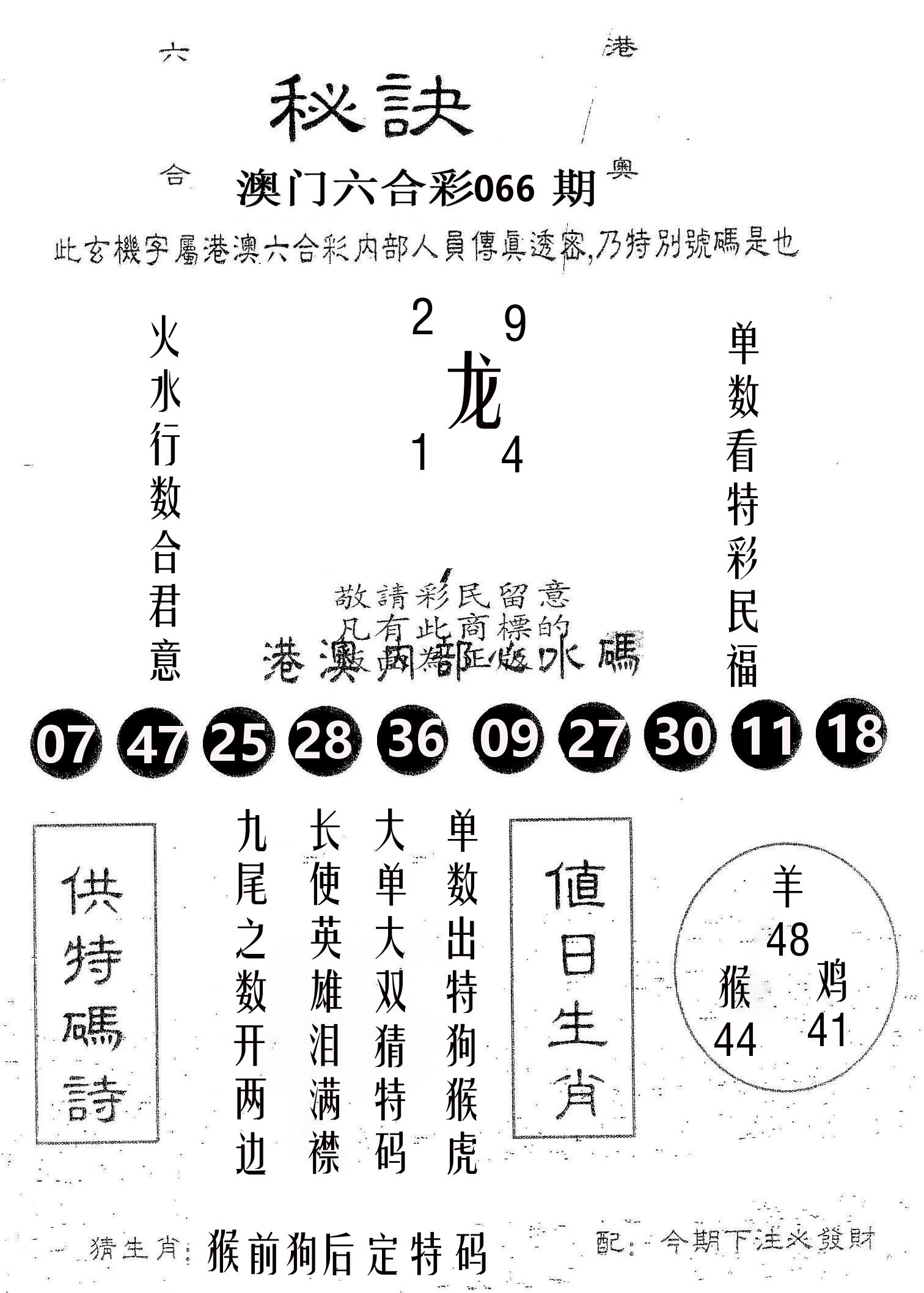 秘决 第66期