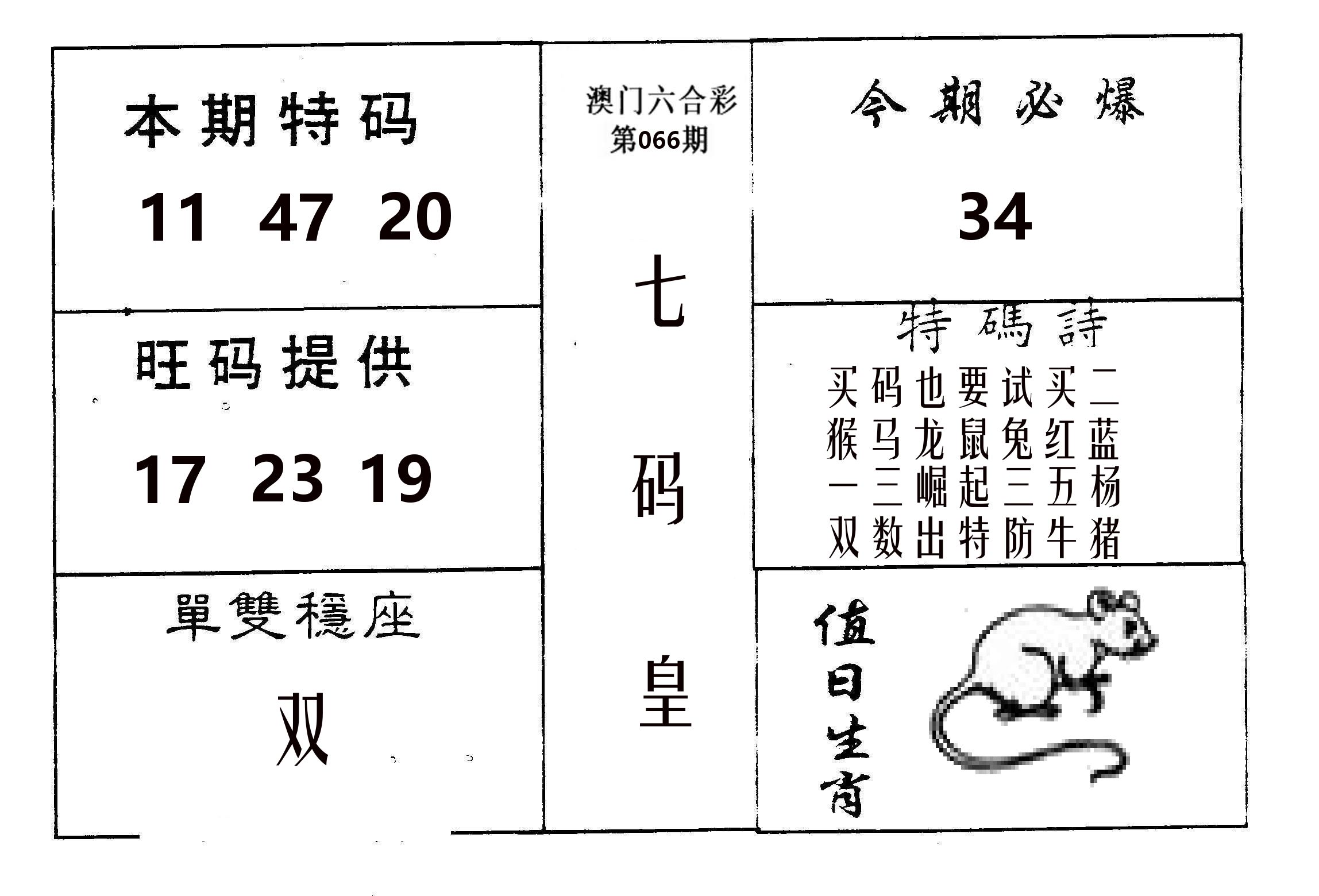 七码皇 第66期