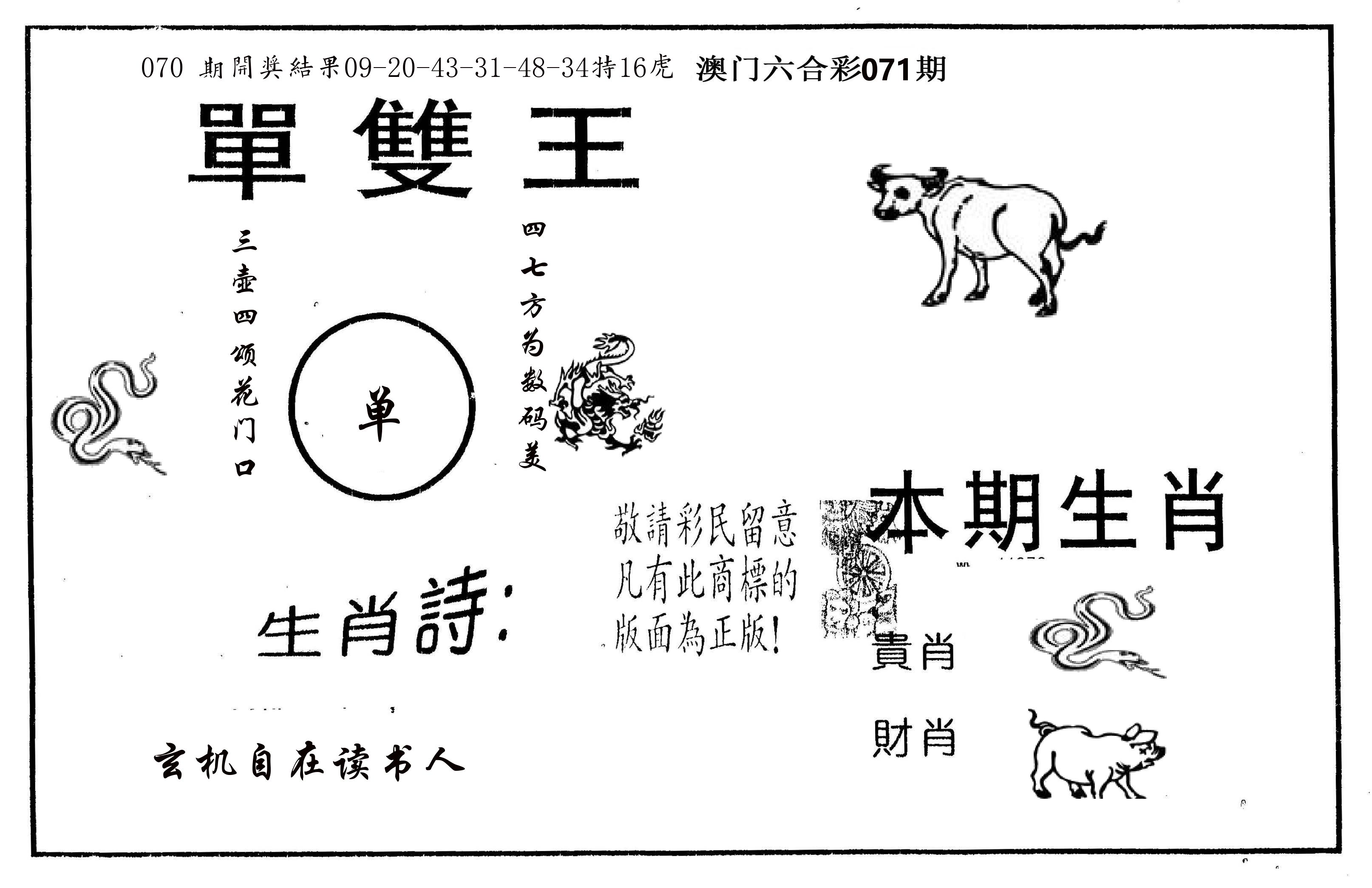 单双王A 第71期