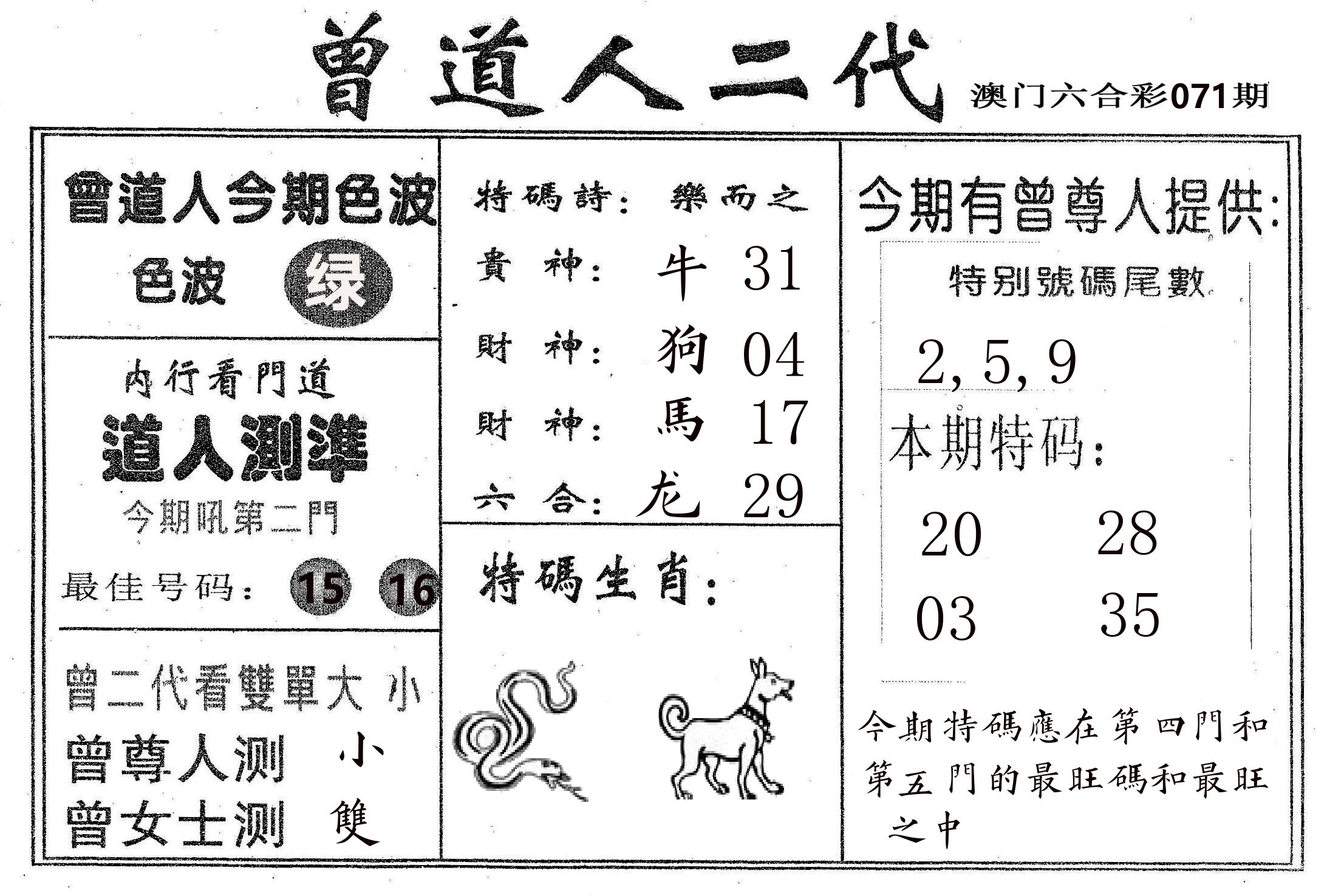 曾二代 第71期