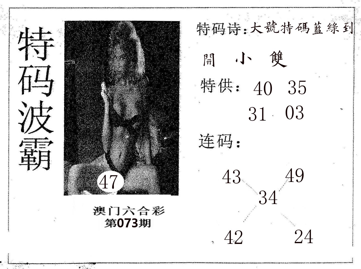 特码波霸 第73期