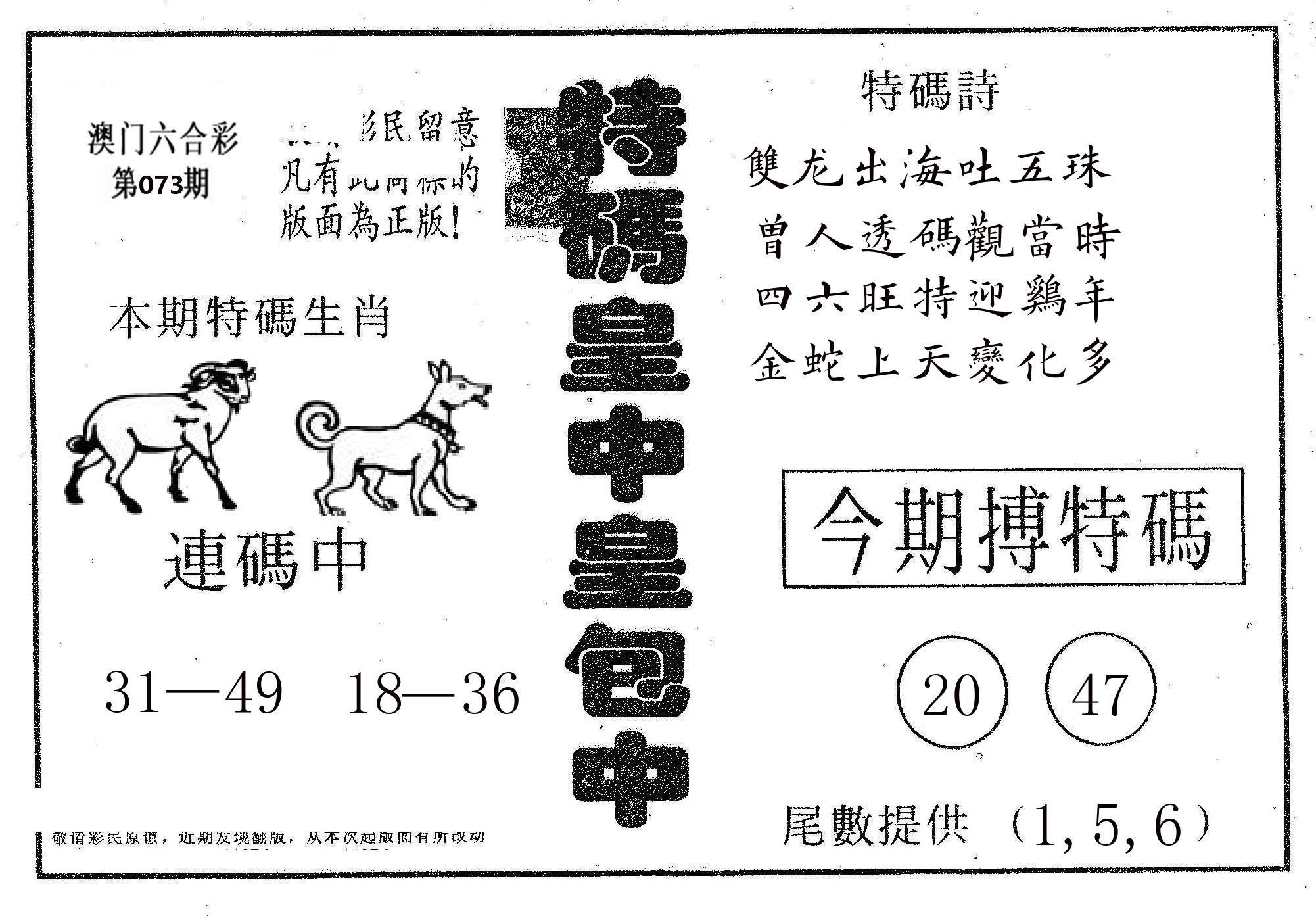 皇中皇A 第73期