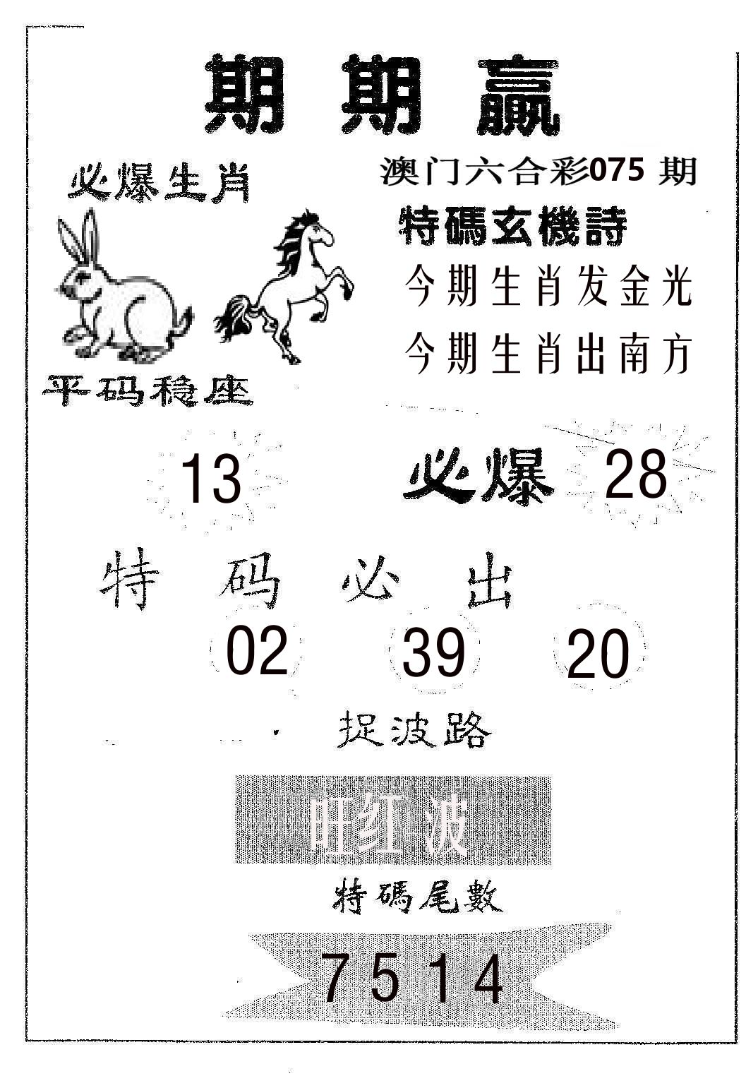 期期赢 第75期