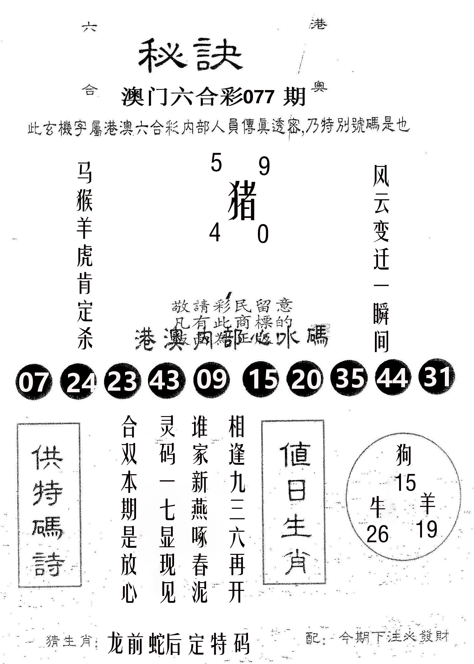 秘决 第77期