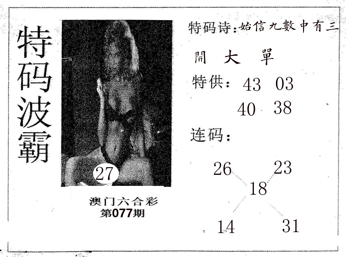 特码波霸 第77期