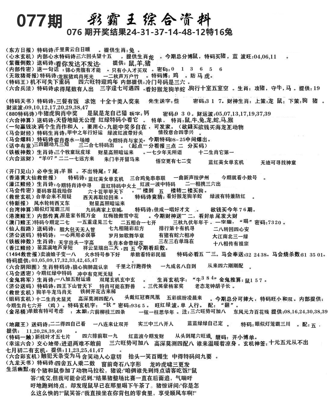 澳门综合资料 第77期