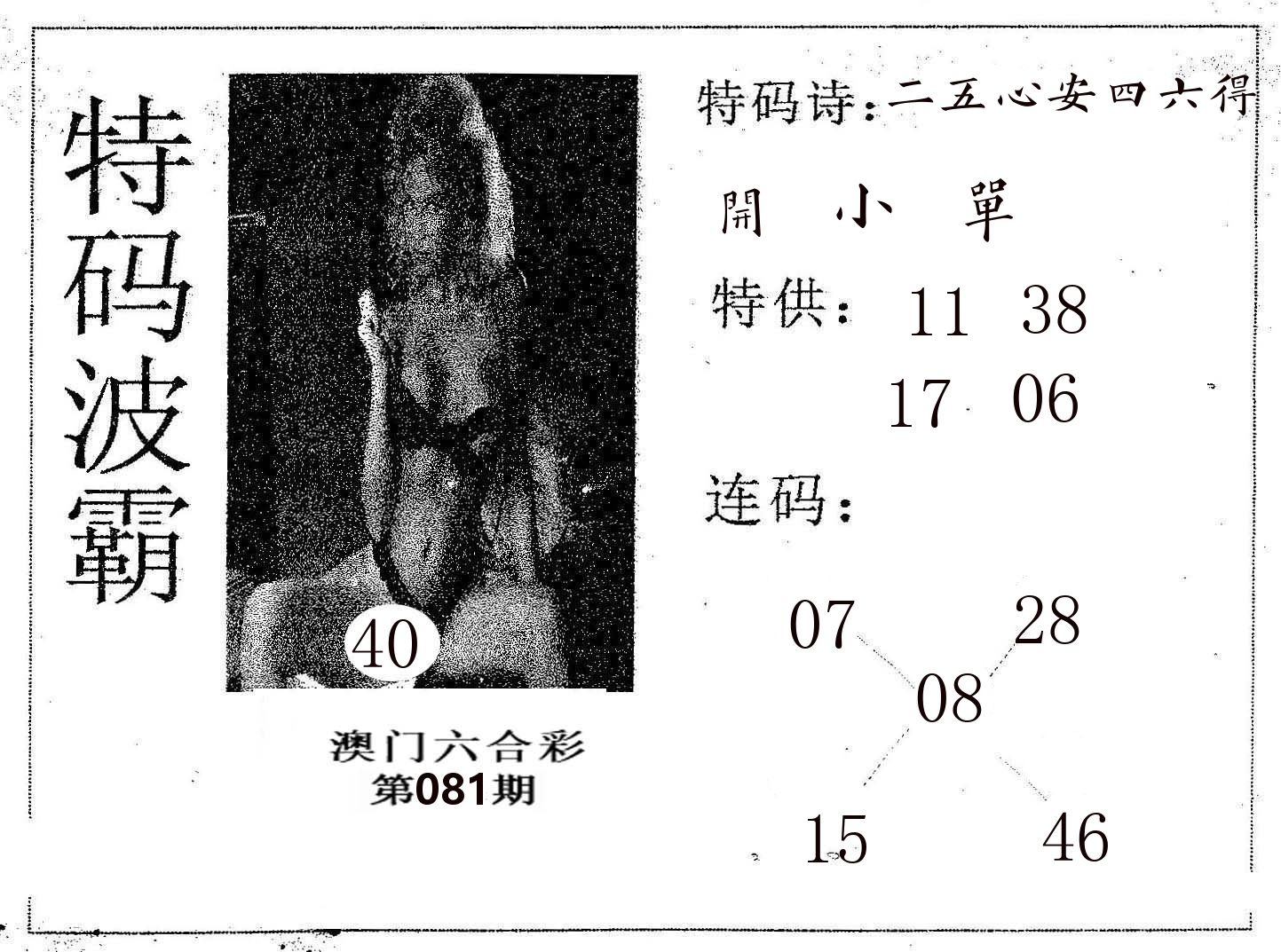 特码波霸 第81期