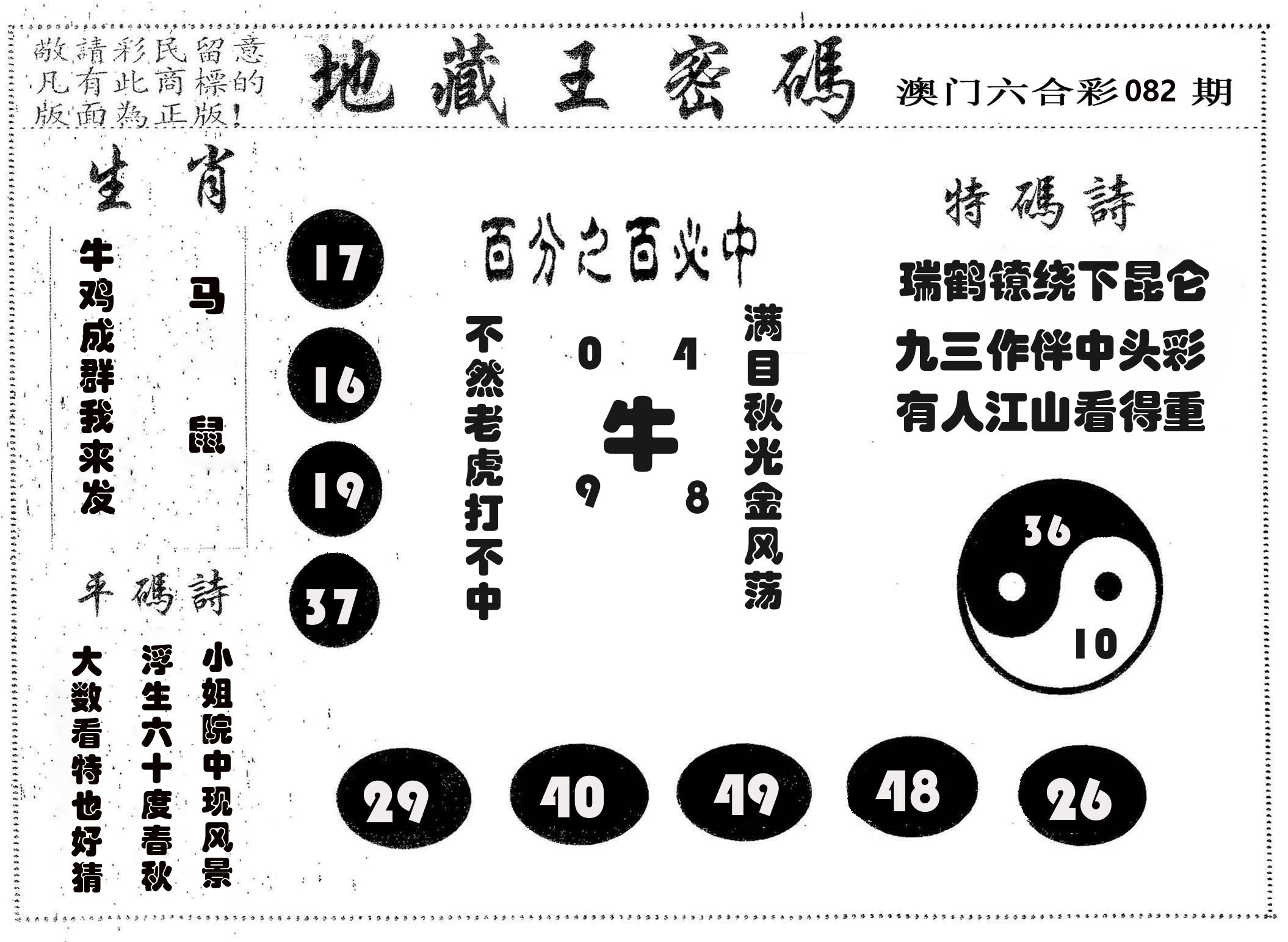 地藏王密码 第82期