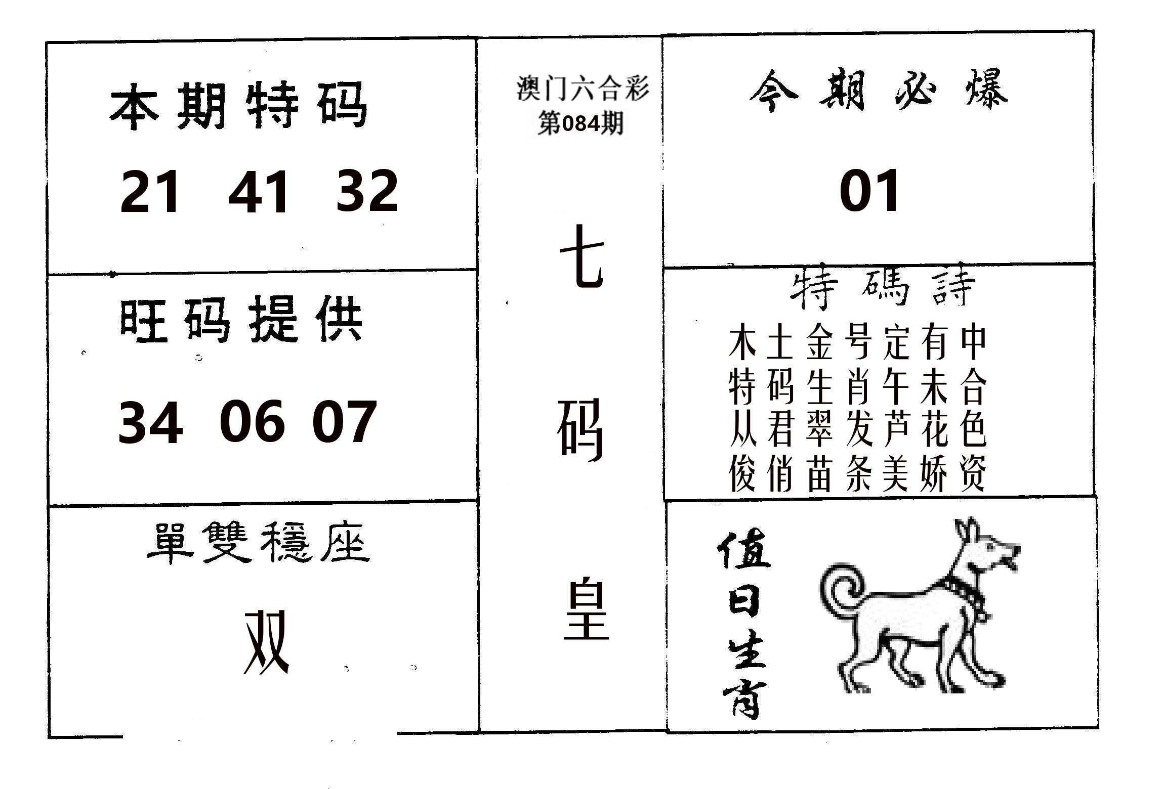 七码皇 第84期