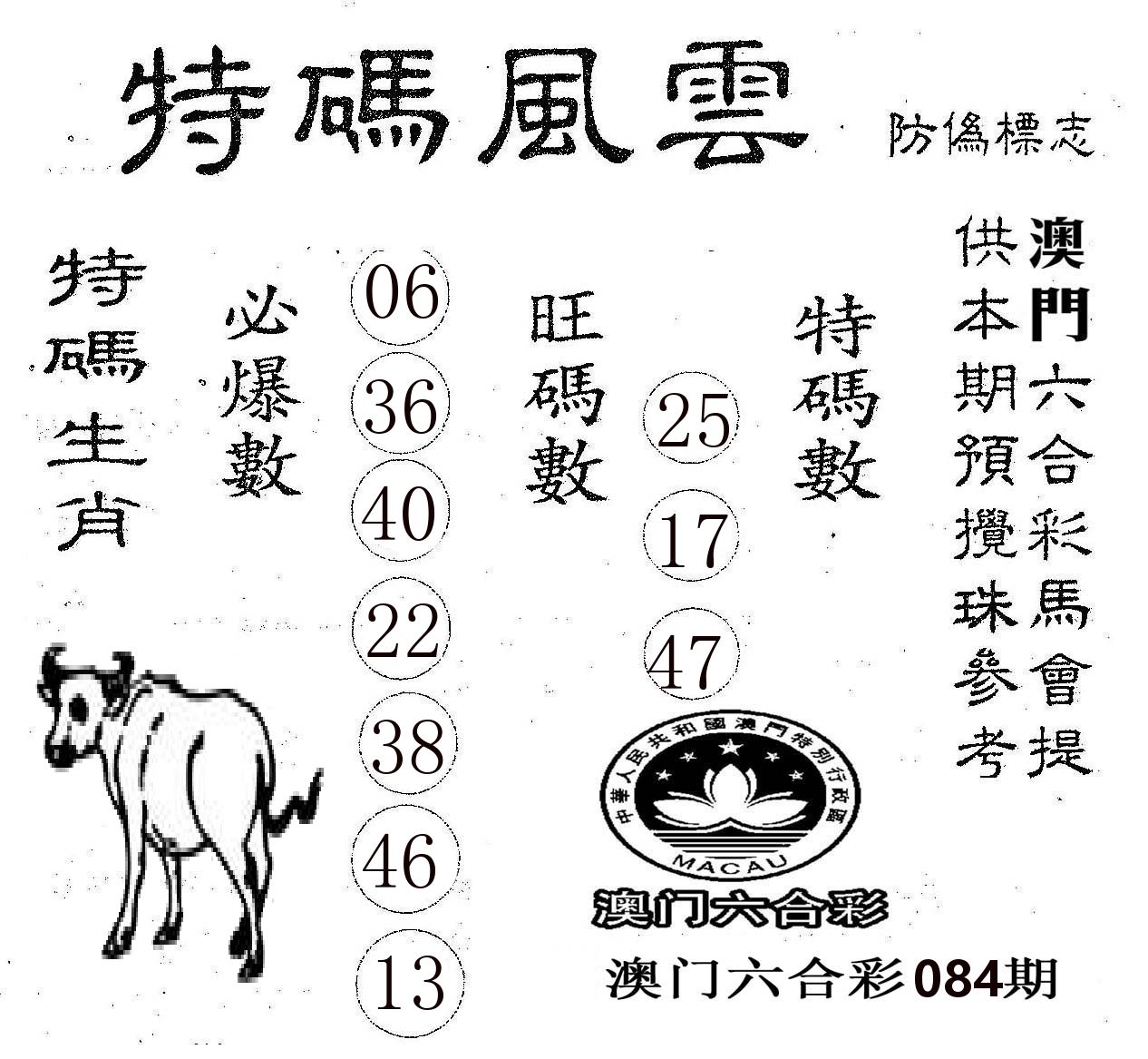 特码风云 第84期