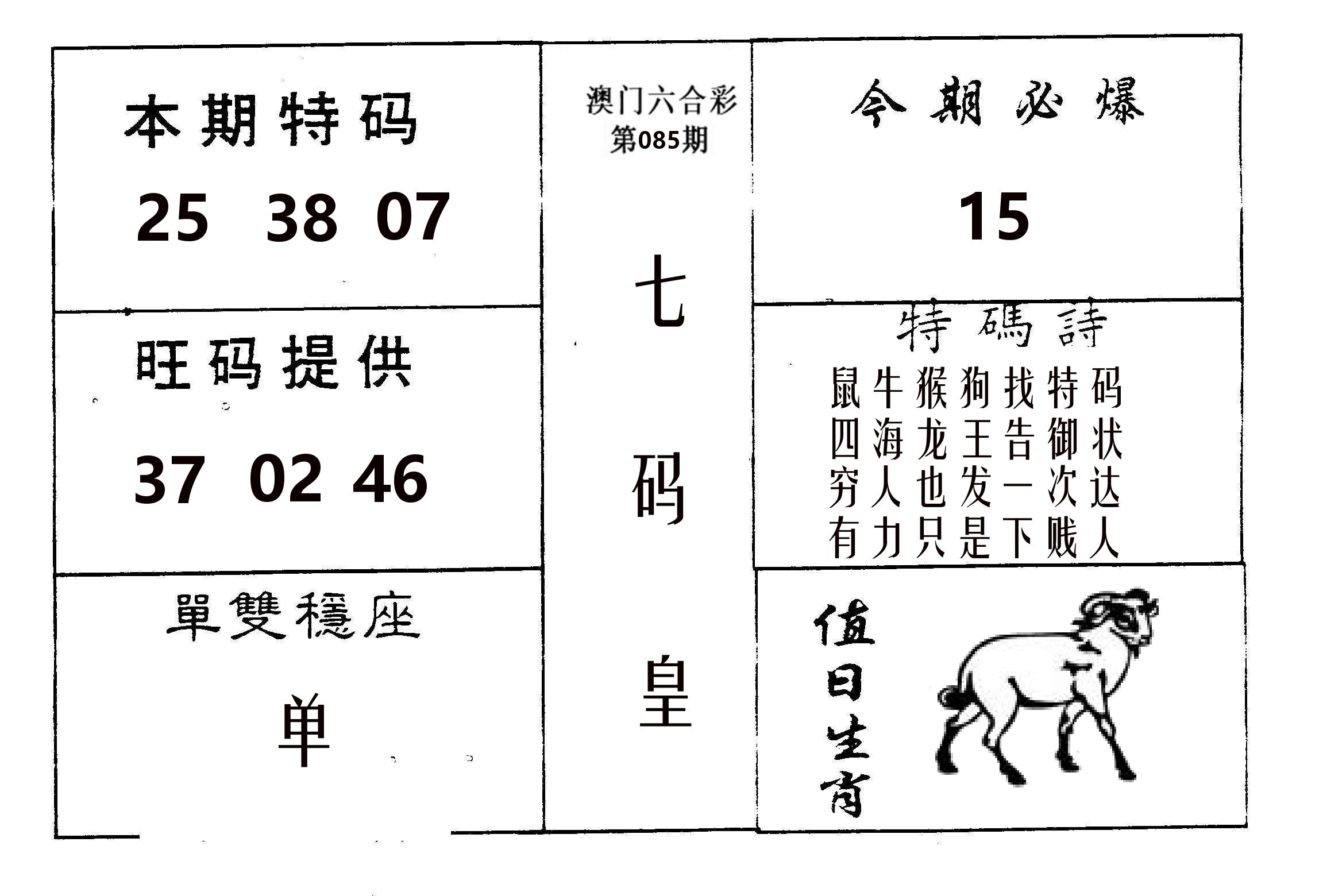 七码皇 第85期