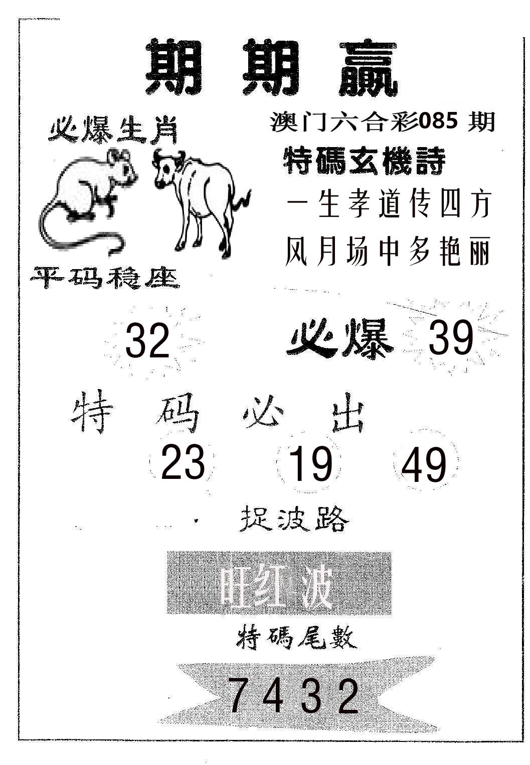 期期赢 第85期
