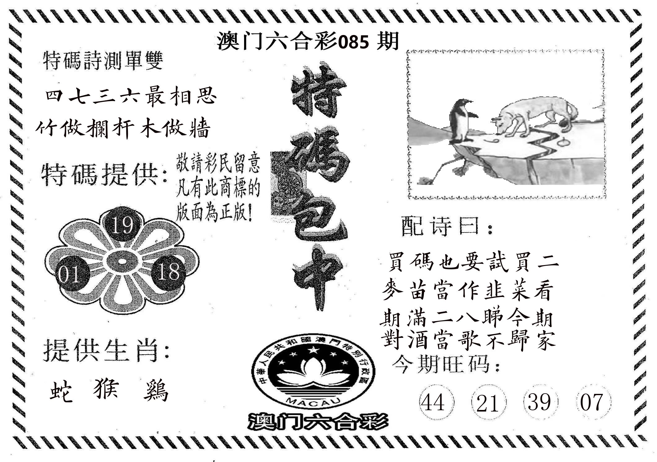 特码包中 第85期