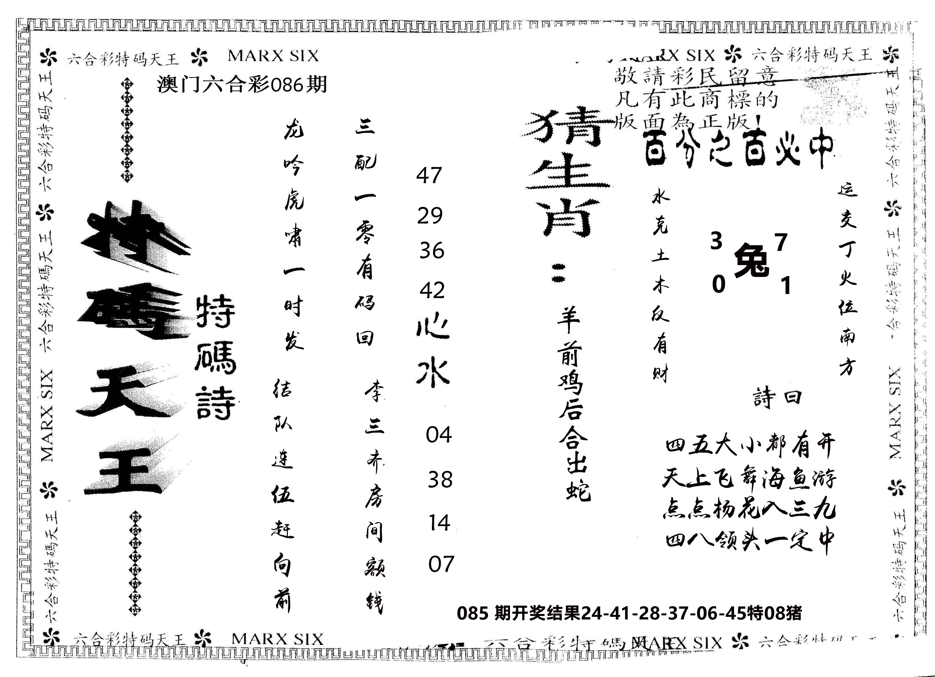 另版特码天王 第86期