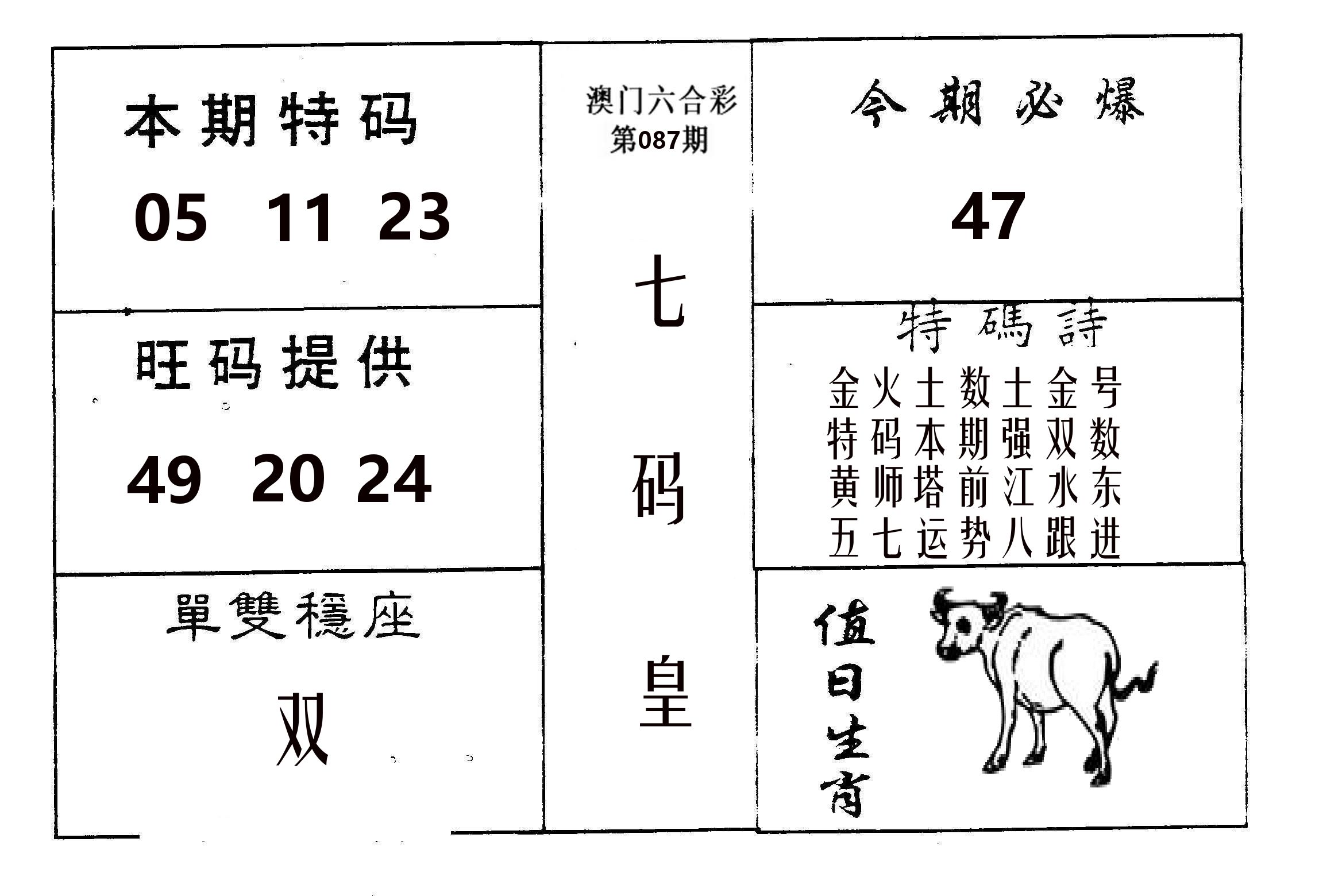 七码皇 第87期