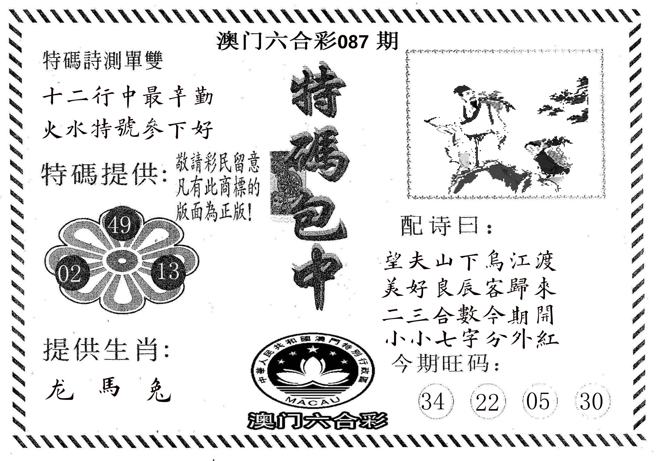 特码包中 第87期