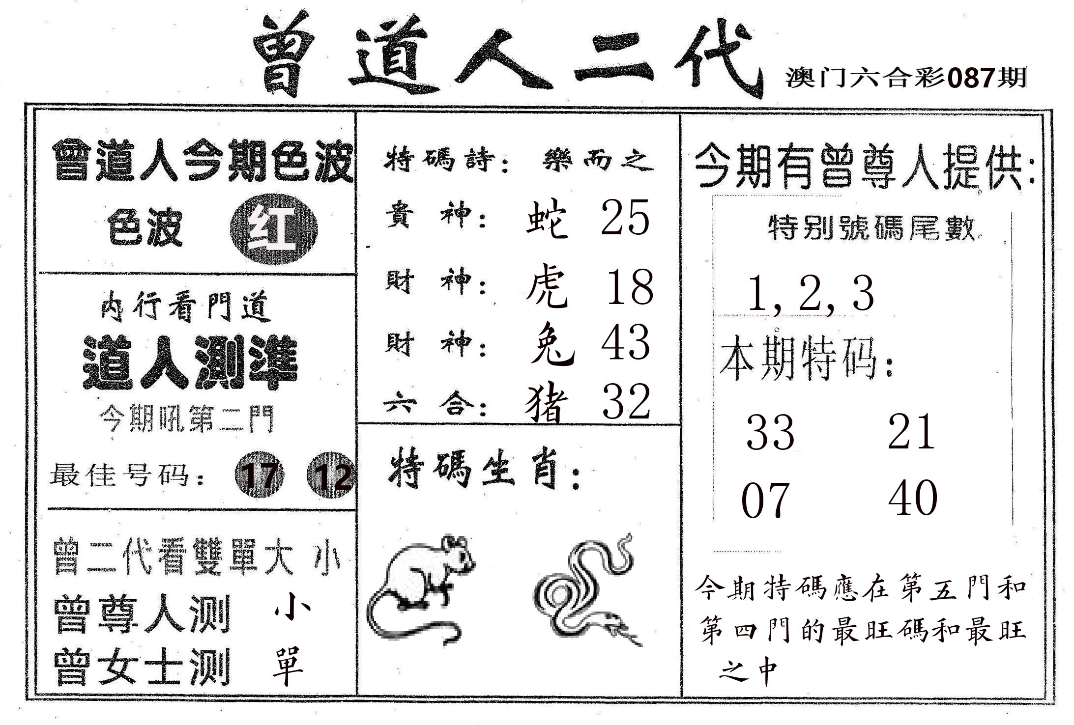 曾二代 第87期