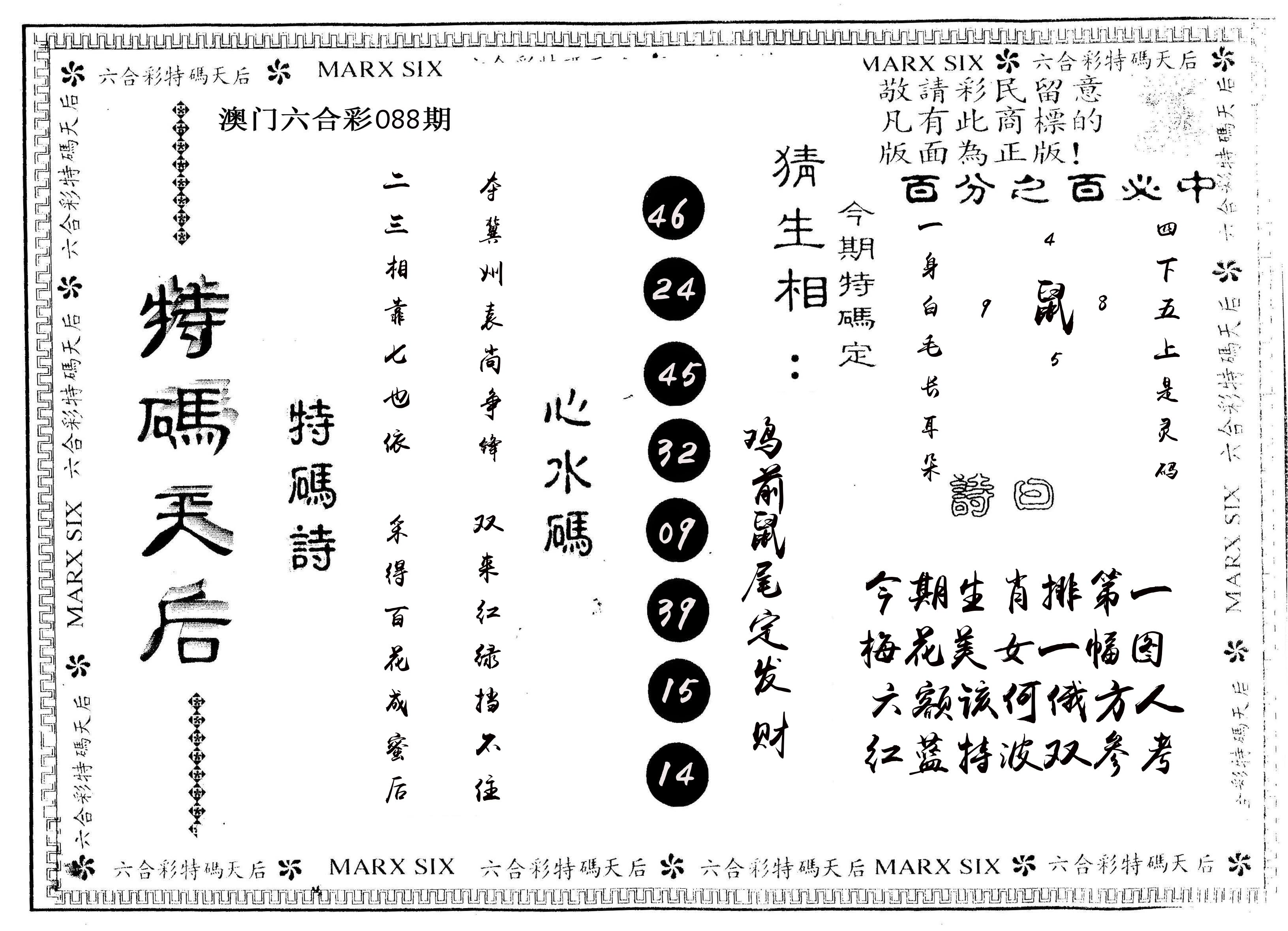 另版特码天后 第88期
