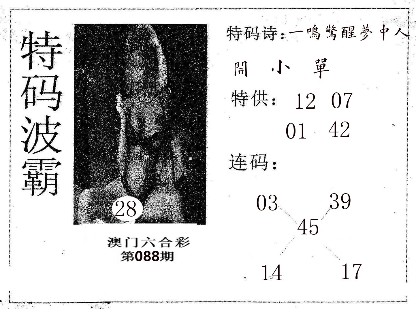特码波霸 第88期