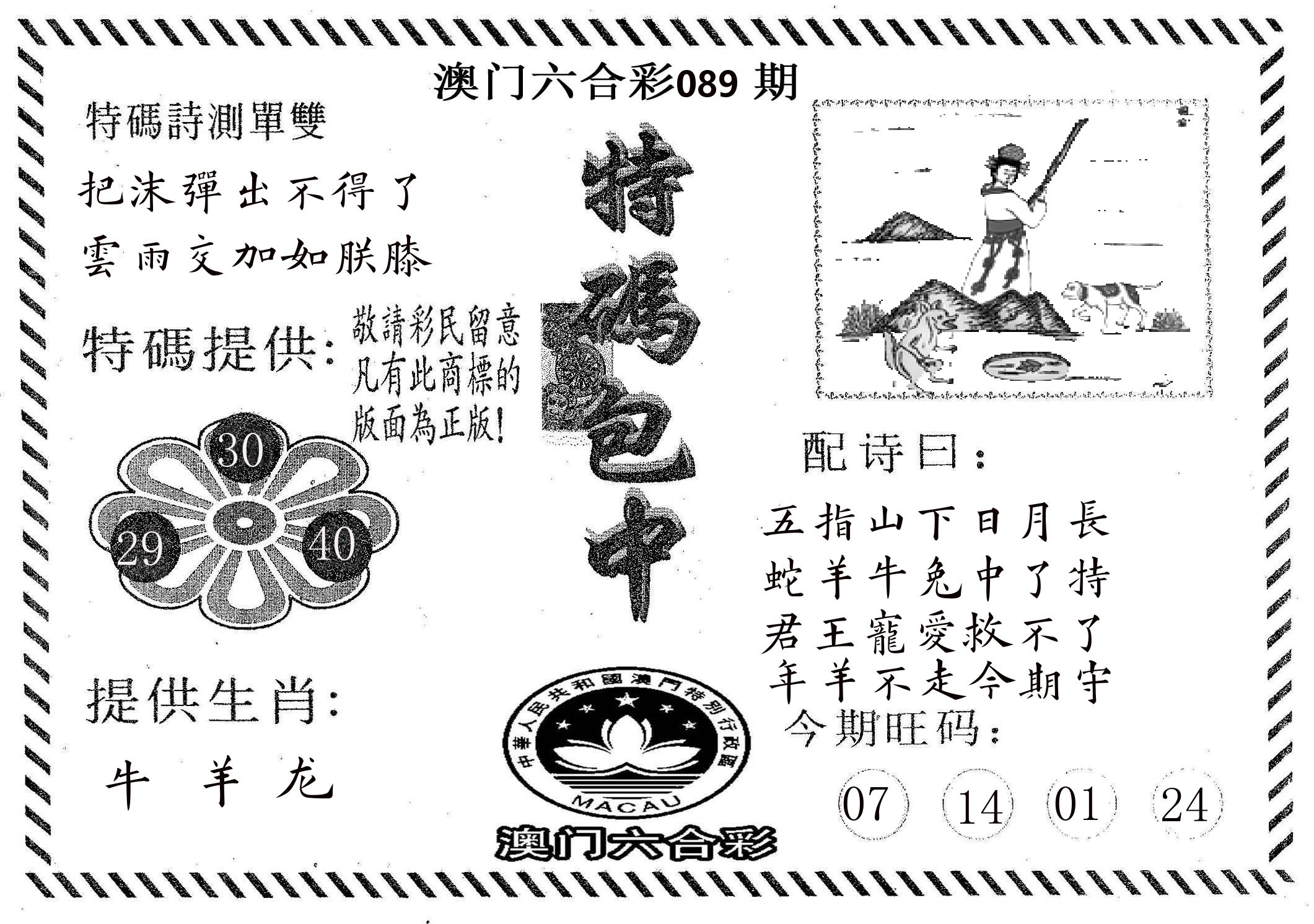 特码包中 第89期