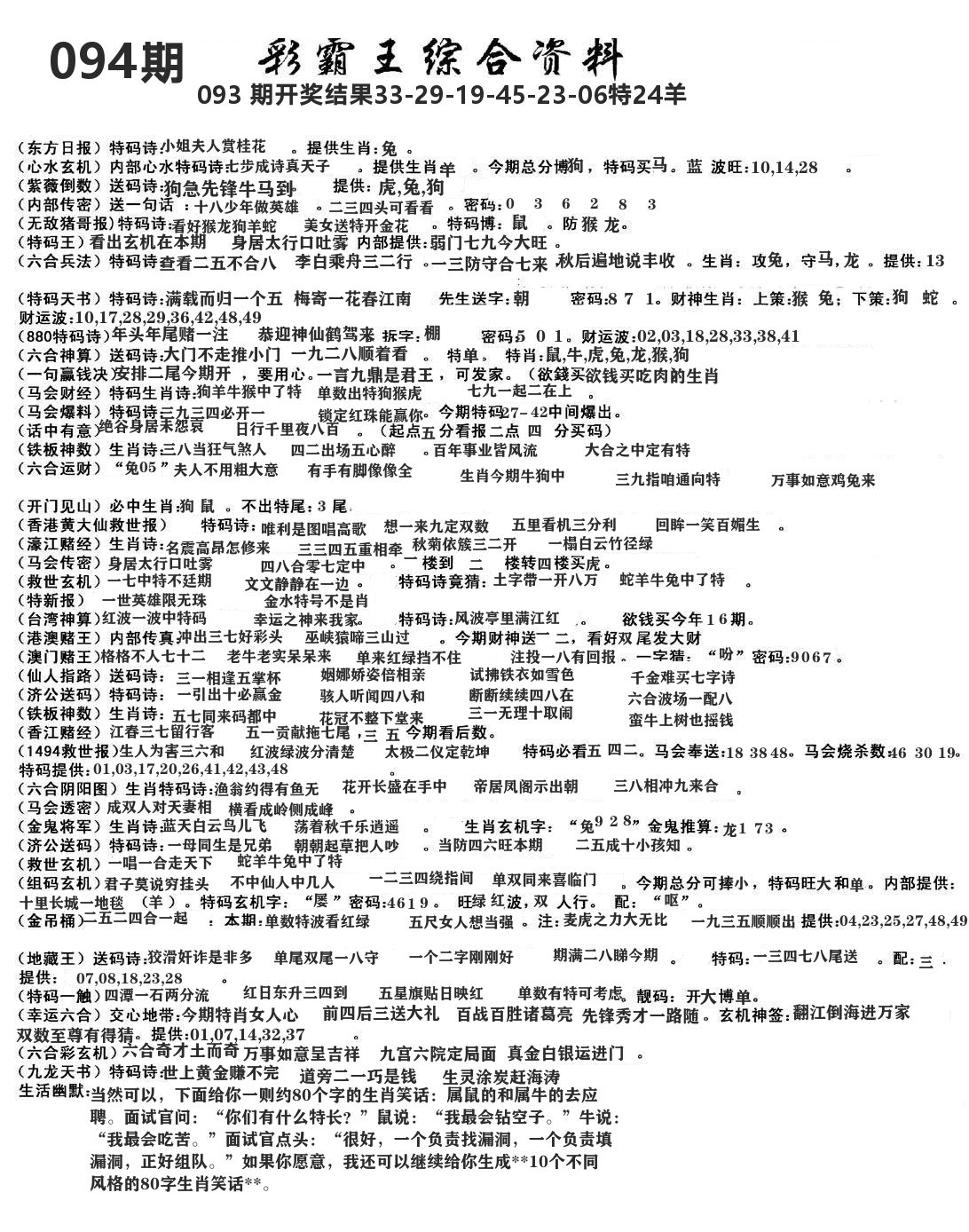 澳门综合资料 第94期