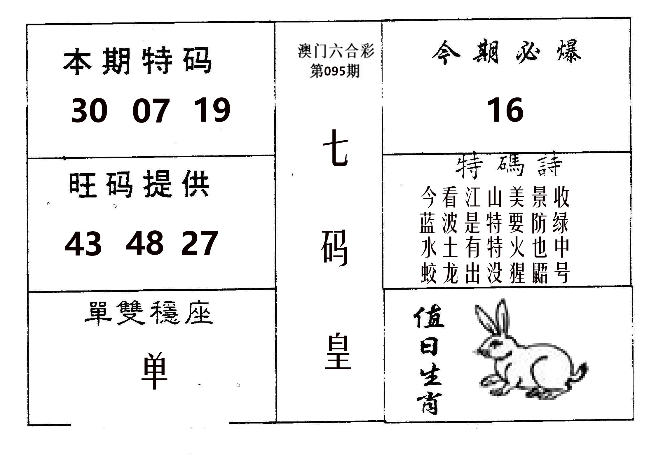 七码皇 第95期